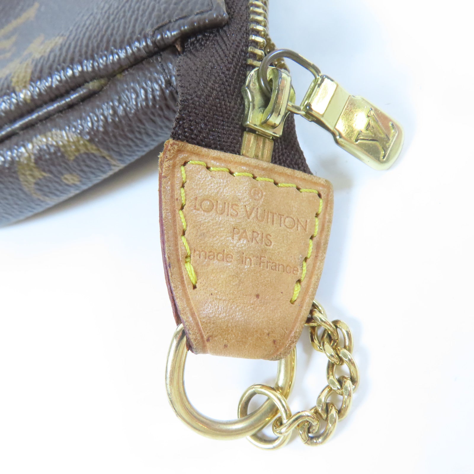 LOUIS VUITTON Monogram Mini Pochette Accessoires金扣鏈帶手拿包啡色