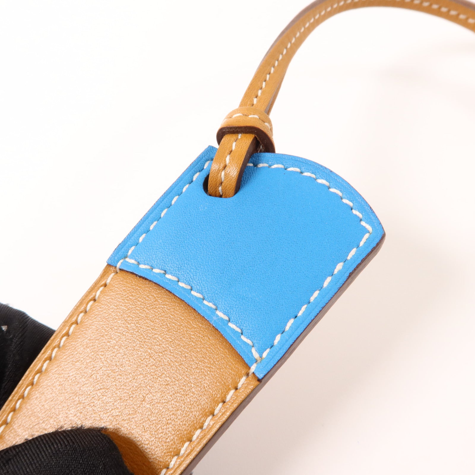 HERMES Swift皮革Paddock Boot Charm掛飾Gold/Bleu Frida