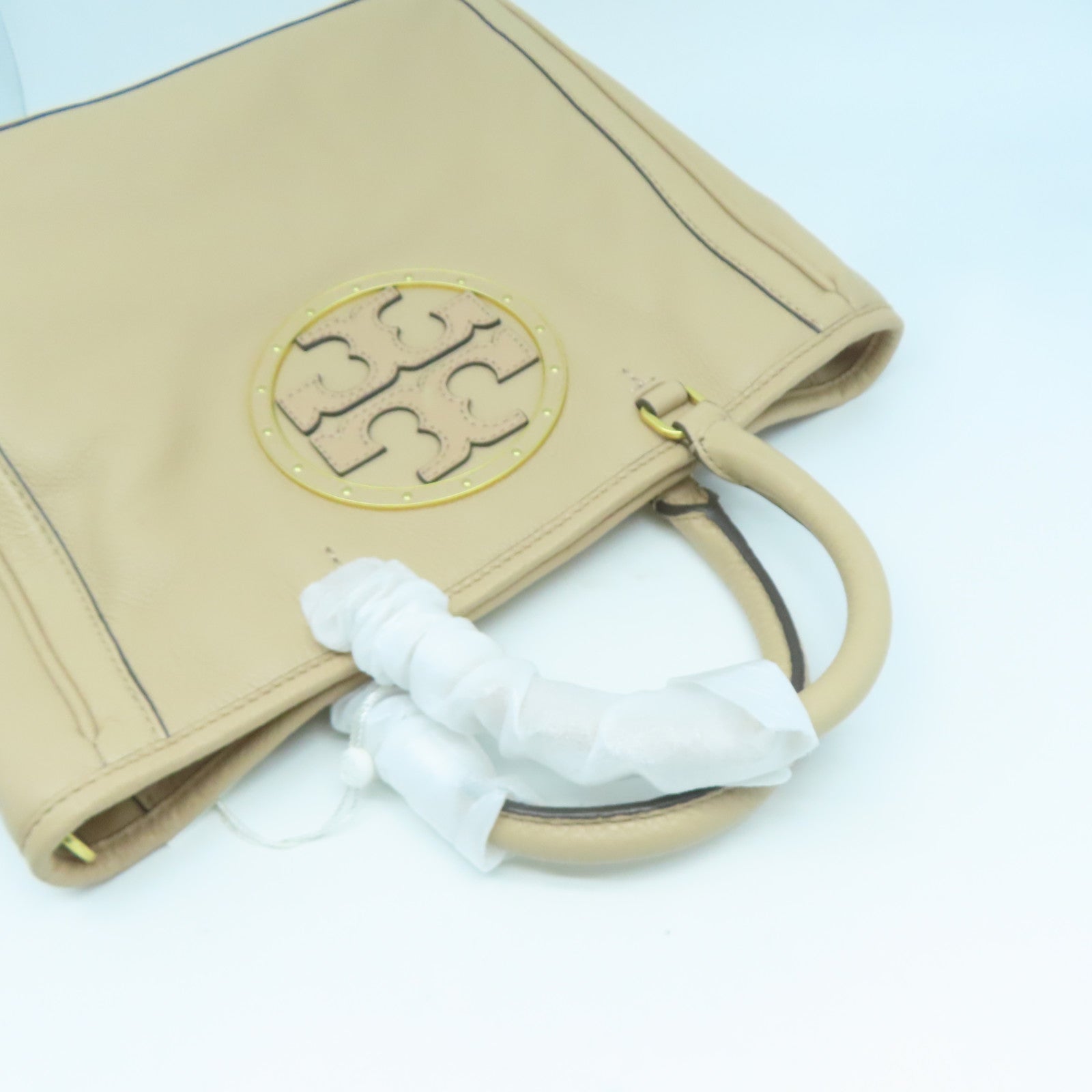 Tory Burch 【激減優惠】牛皮皮革2 Way Shoulder Bag金扣手挽肩背兩用袋米色