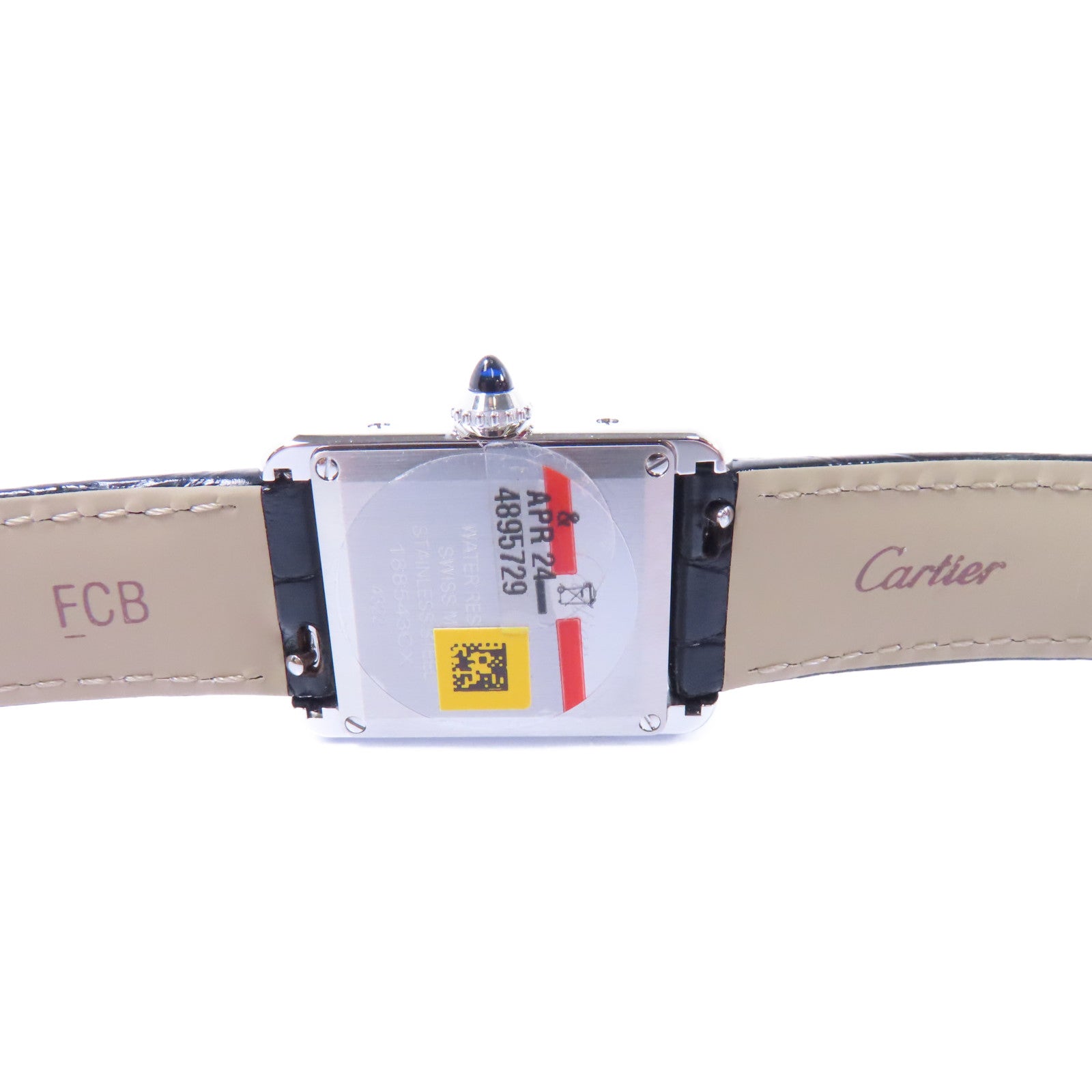 CARTIER Tank Must De Cartier不鏽鋼/鱷魚皮革帶手錶石英機芯黑色