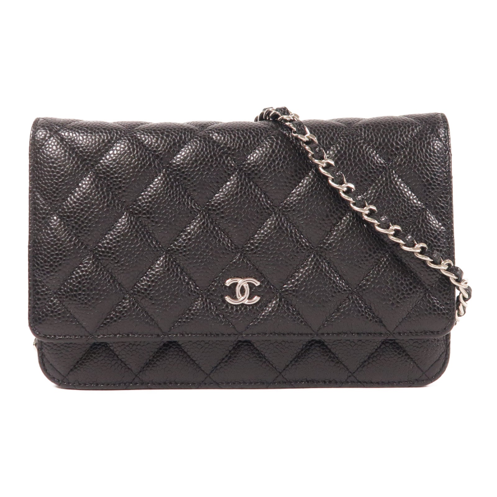 CHANEL 牛皮皮革Wallet On Chain銀扣鏈帶肩背袋