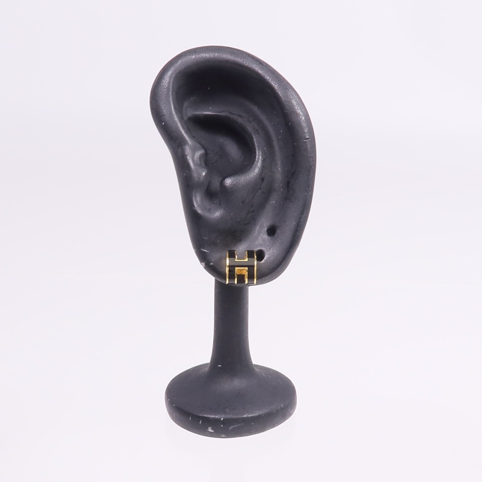 HERMES 金屬Mini Pop H耳環Noir