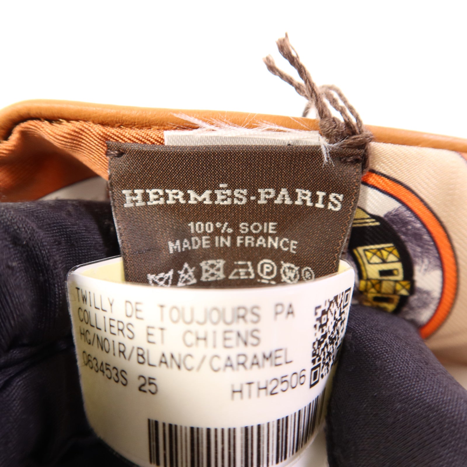 HERMES 絲質/皮革Twilly絲巾