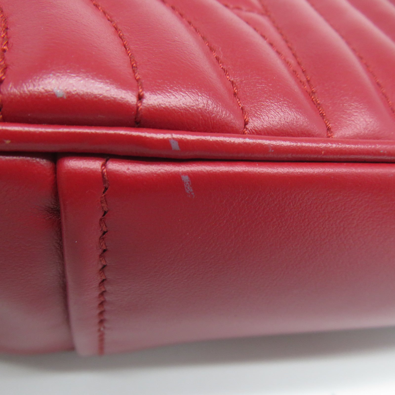 PRADA 牛皮皮革Shoulder Bag金扣鏈帶肩背袋紅色