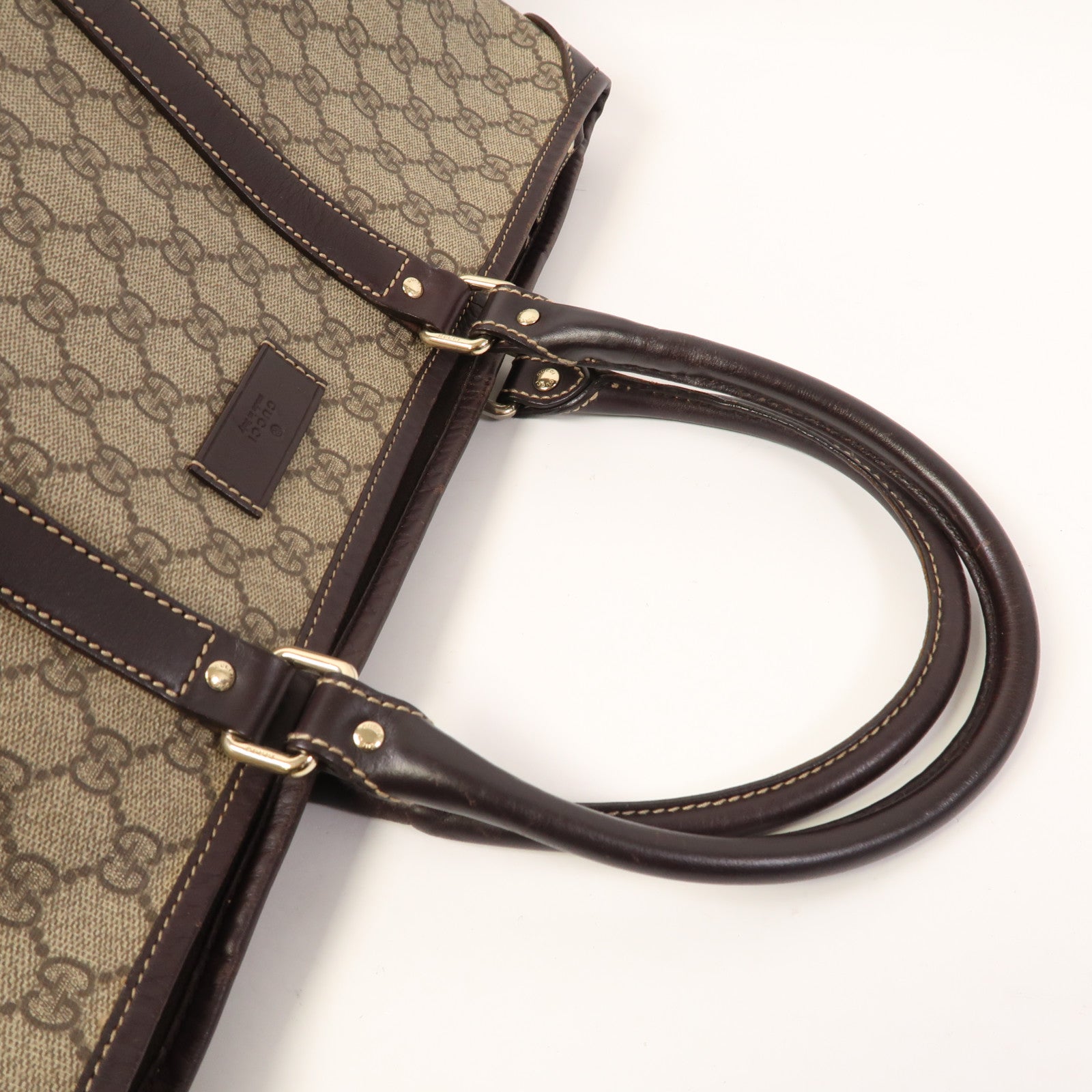 GUCCI 【清倉大減價】塗層帆布Tote Bag金扣手挽袋米色