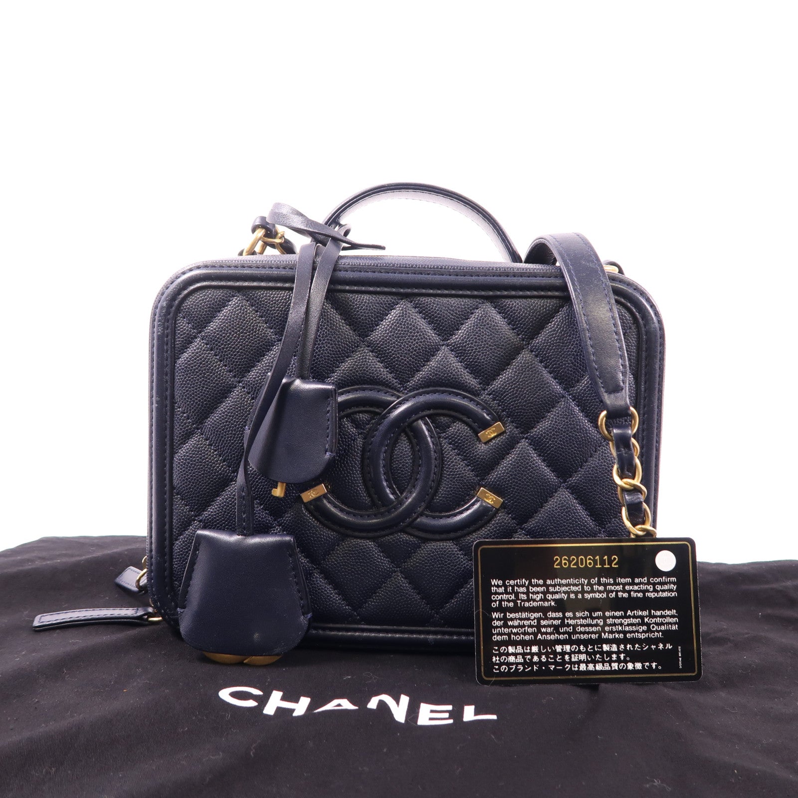 CHANEL 牛皮皮革Vanity Case金扣手挽肩背兩用袋