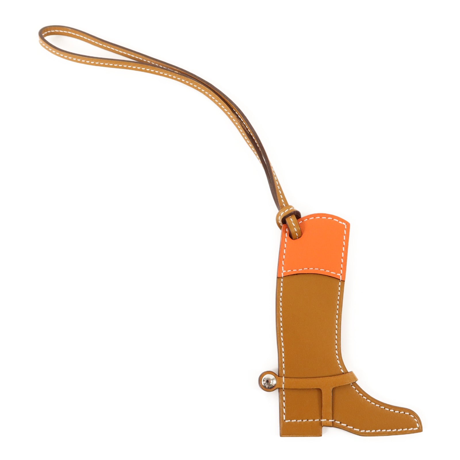 HERMES Swift皮革Paddock Boots Charm掛飾Naturel