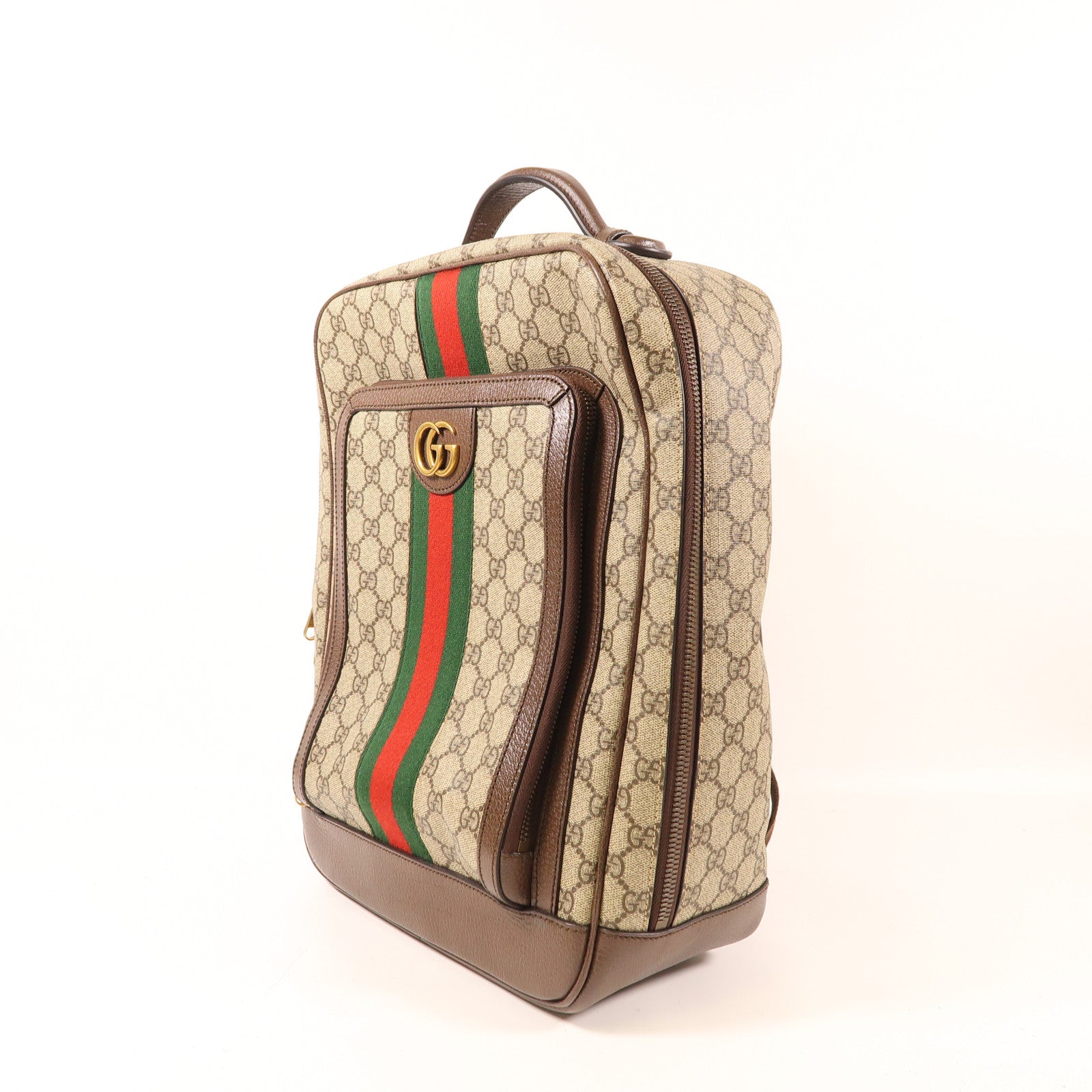 GUCCI GG GHW Ophidia Backpack Bag 745718 Coated Canvas Brown