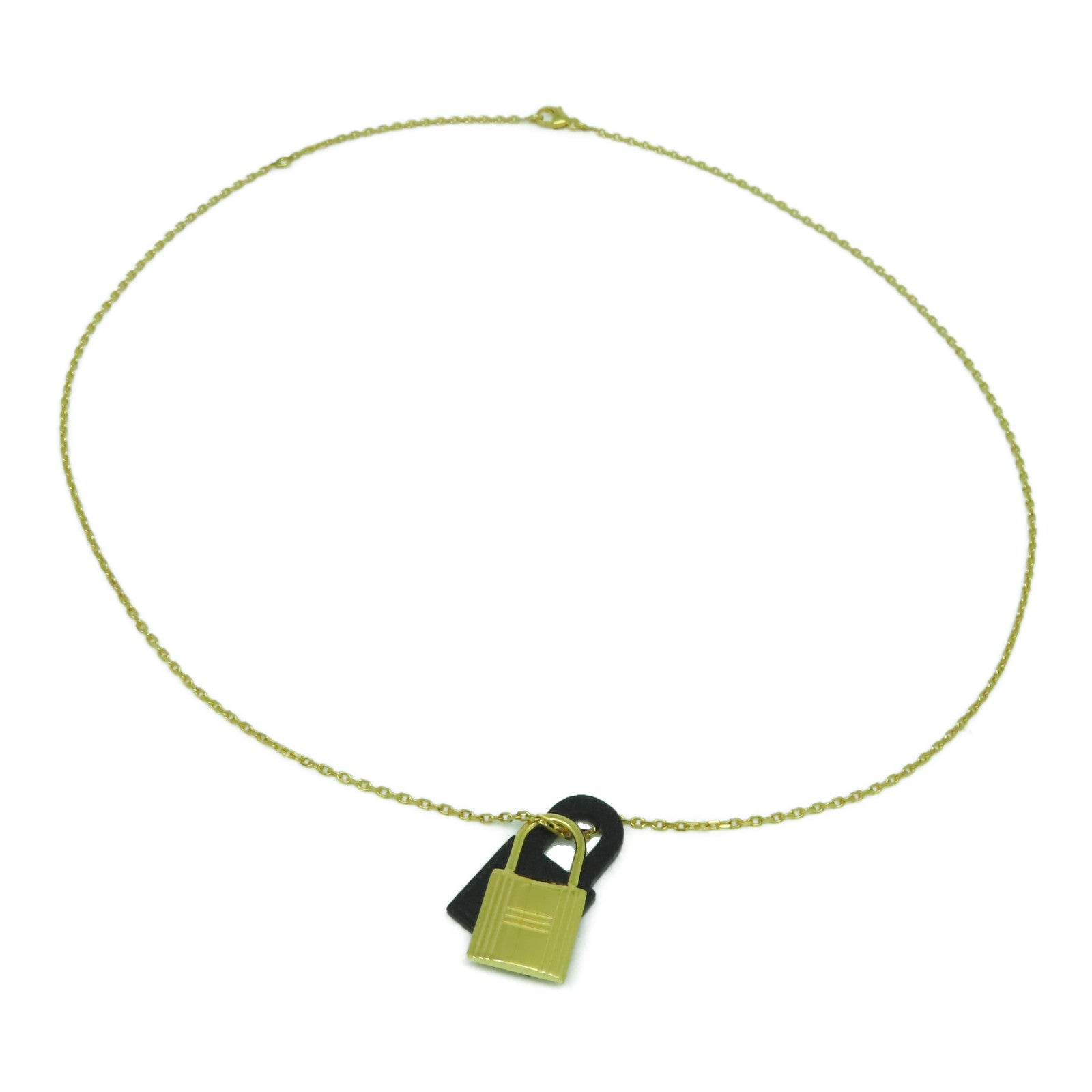 HERMES 金屬O'Kelly Necklace金扣項鍊金色/黑色