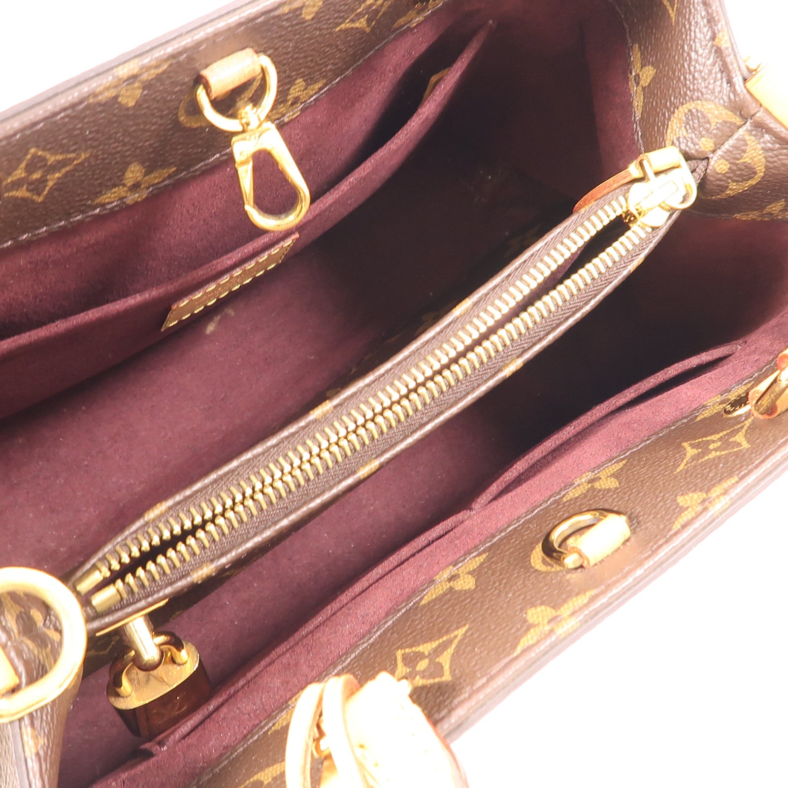 LOUIS VUITTON Monogram Montaigne BB金扣手挽肩背兩用袋棕色