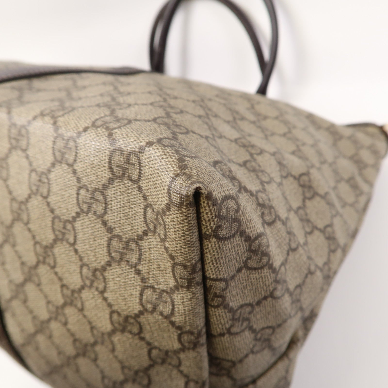 GUCCI 【清倉大減價】塗層帆布Tote Bag金扣手挽袋米色