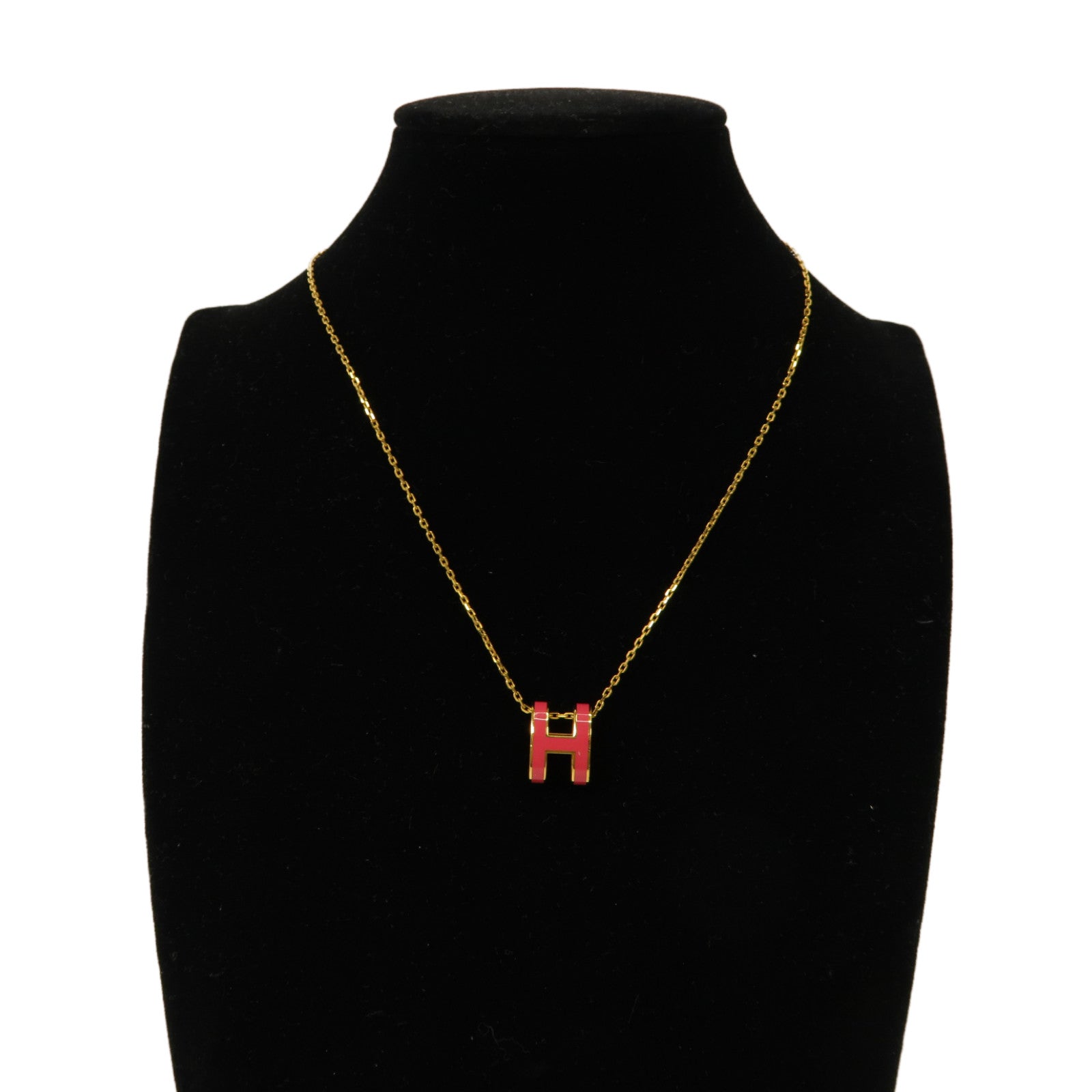 HERMES 金屬Pop H金扣項鍊粉紅色