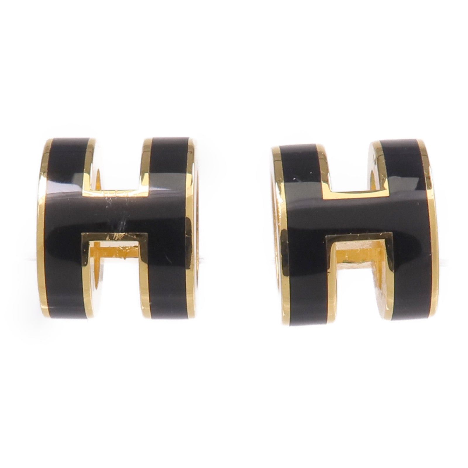 HERMES 金屬Mini Pop H耳環Noir