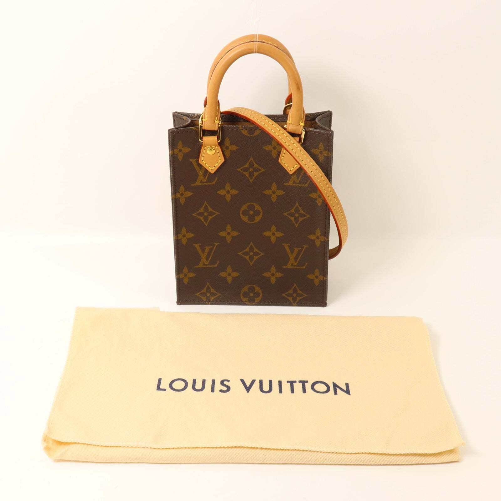 LOUIS VUITTON Monogram Petit Sac Plat手挽肩背兩用袋