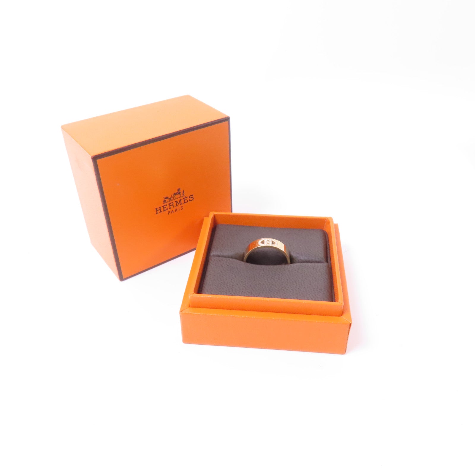 HERMES 18K玫瑰金D'ancre H Diamond Ring 0.07ct鑽石戒指Hermes#56 US#7.5