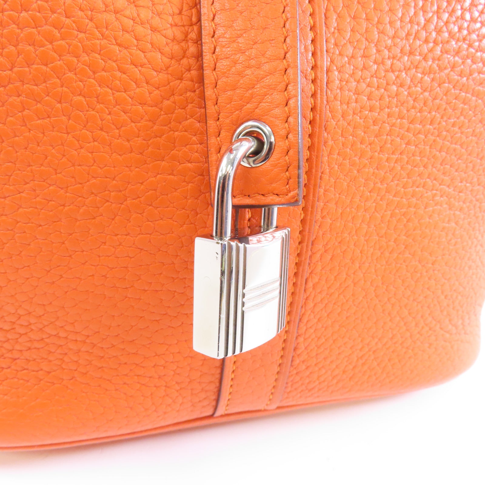 HERMES Clemence皮革Picotin GM銀扣手挽袋Orange橙色