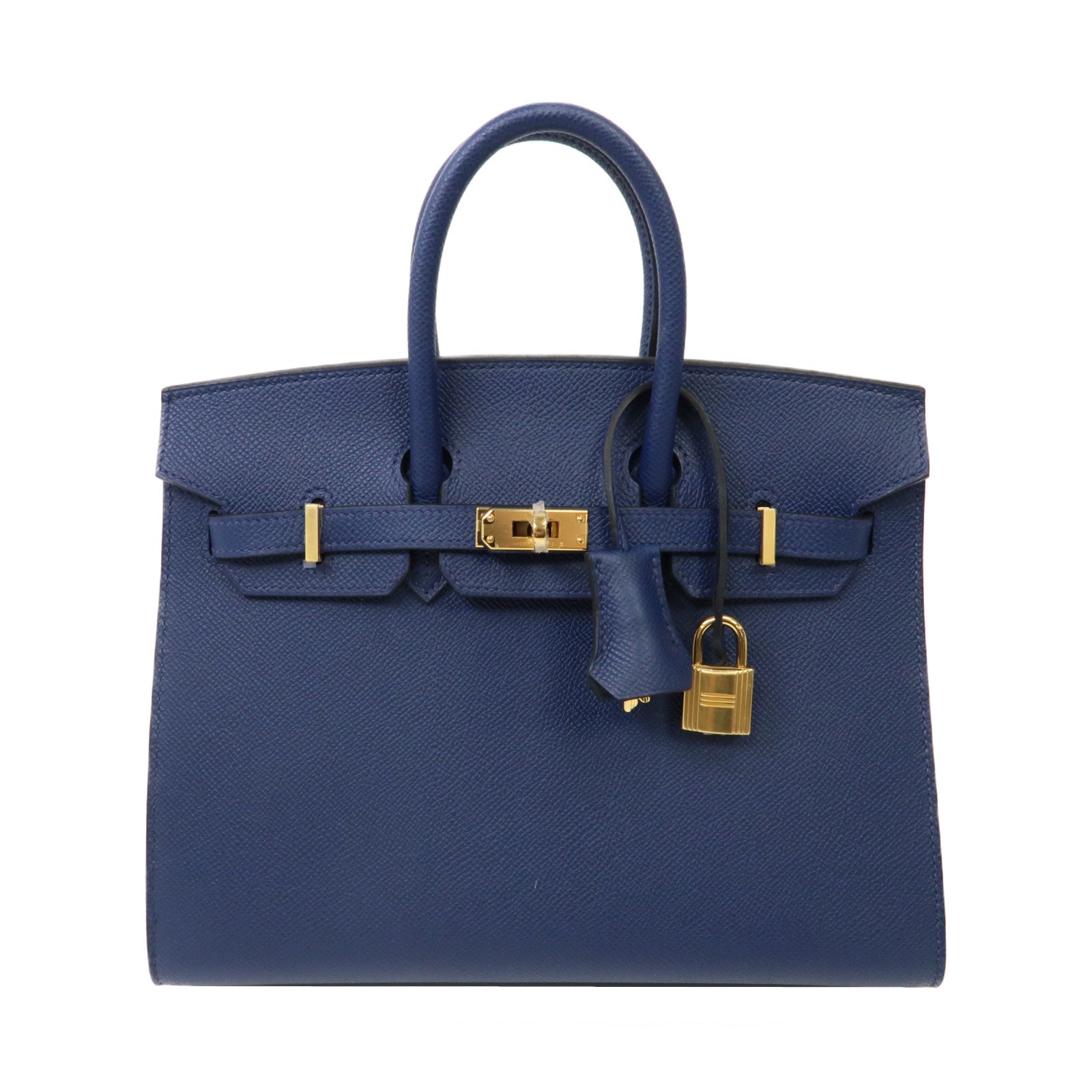 HERMES Epsom皮革Birkin Sellier 25金扣手挽袋Bleu Navy寶藍色