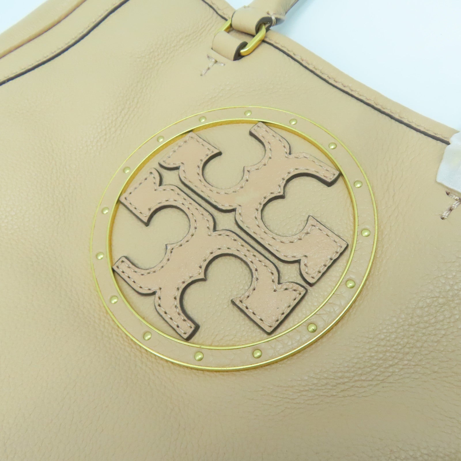 Tory Burch 【激減優惠】牛皮皮革2 Way Shoulder Bag金扣手挽肩背兩用袋米色