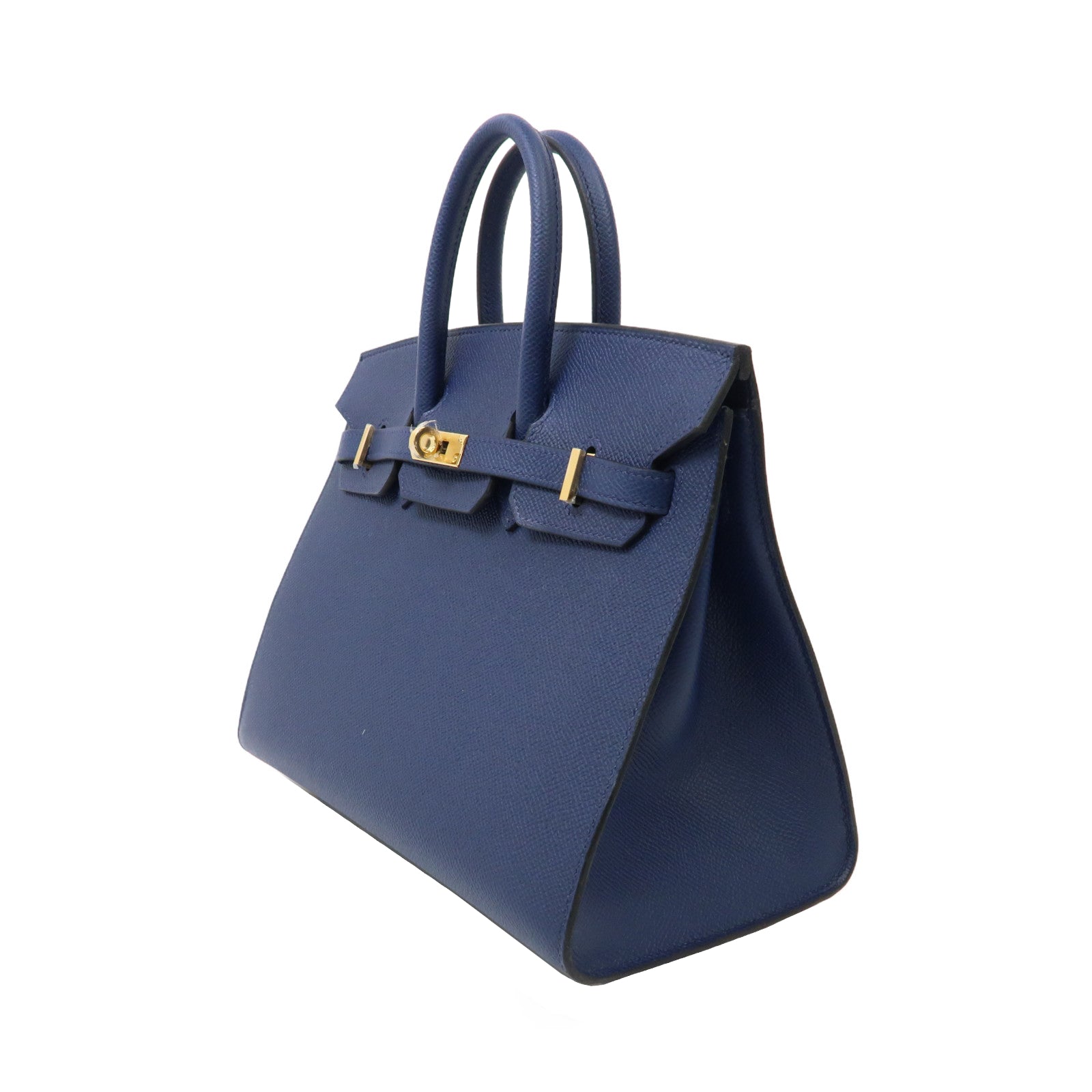HERMES Epsom皮革Birkin Sellier 25金扣手挽袋Bleu Navy寶藍色