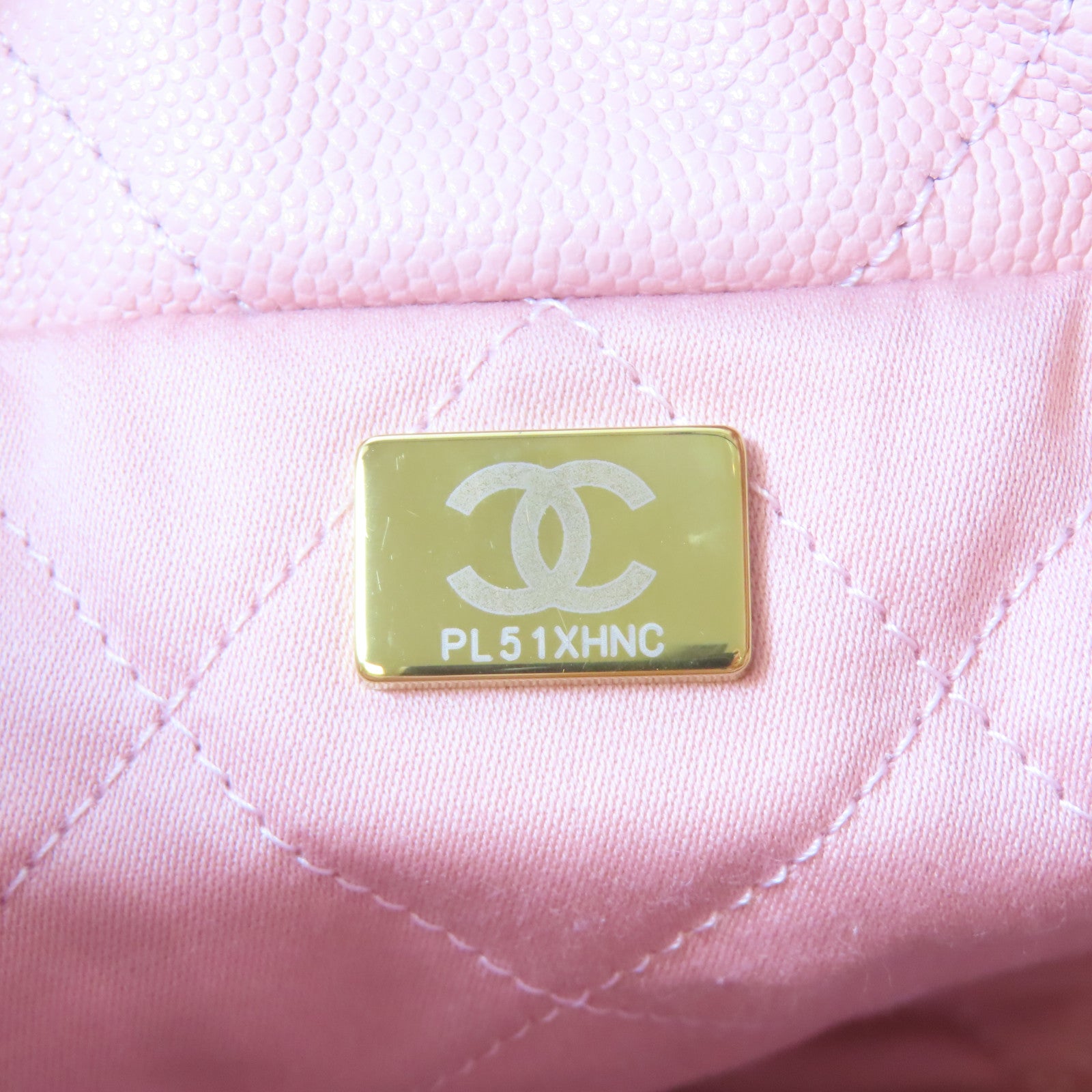 CHANEL 菱格牛皮皮革C22 Mini金扣手挽肩背兩用袋粉紅色