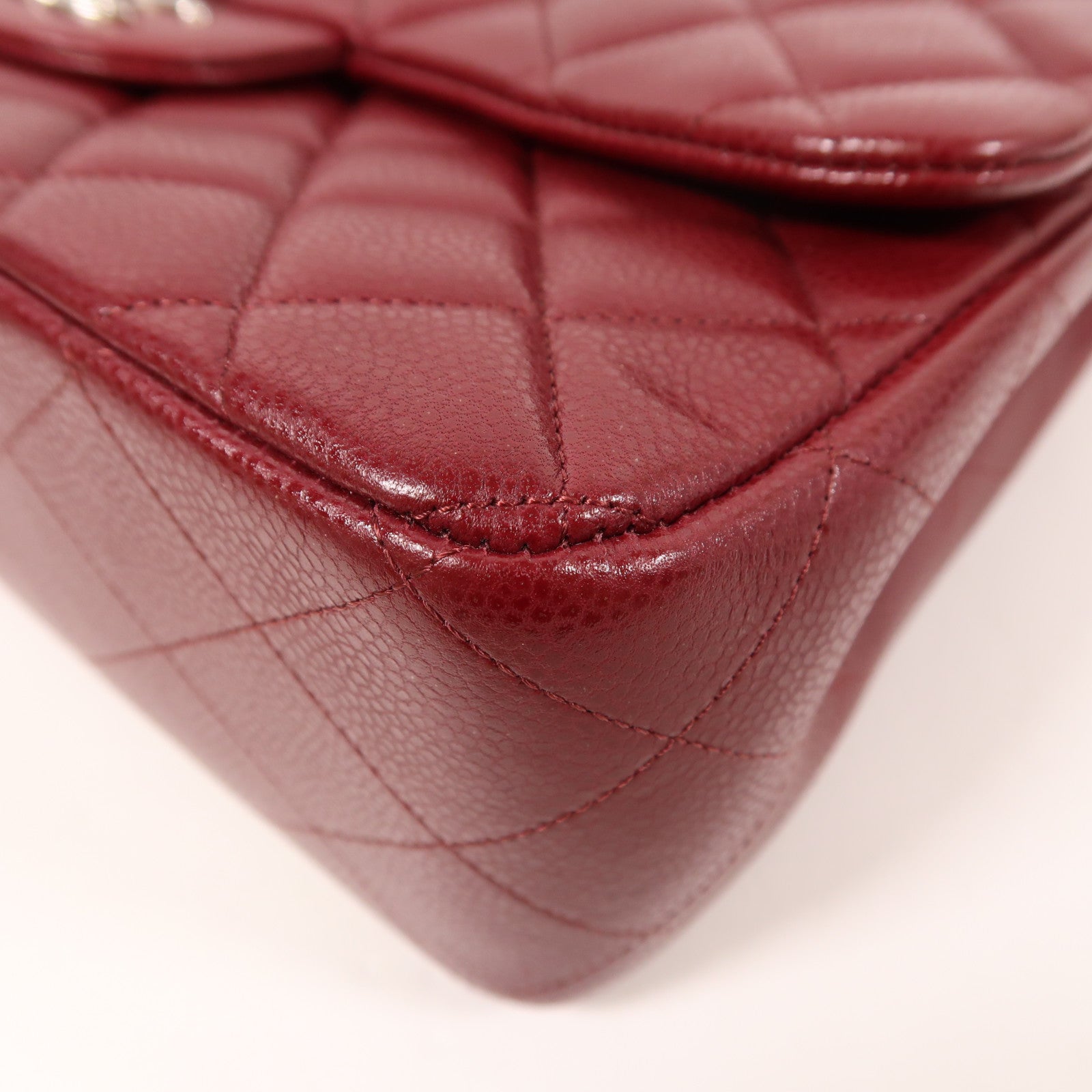 CHANEL 牛皮皮革Large Classic銀扣鏈帶肩背袋