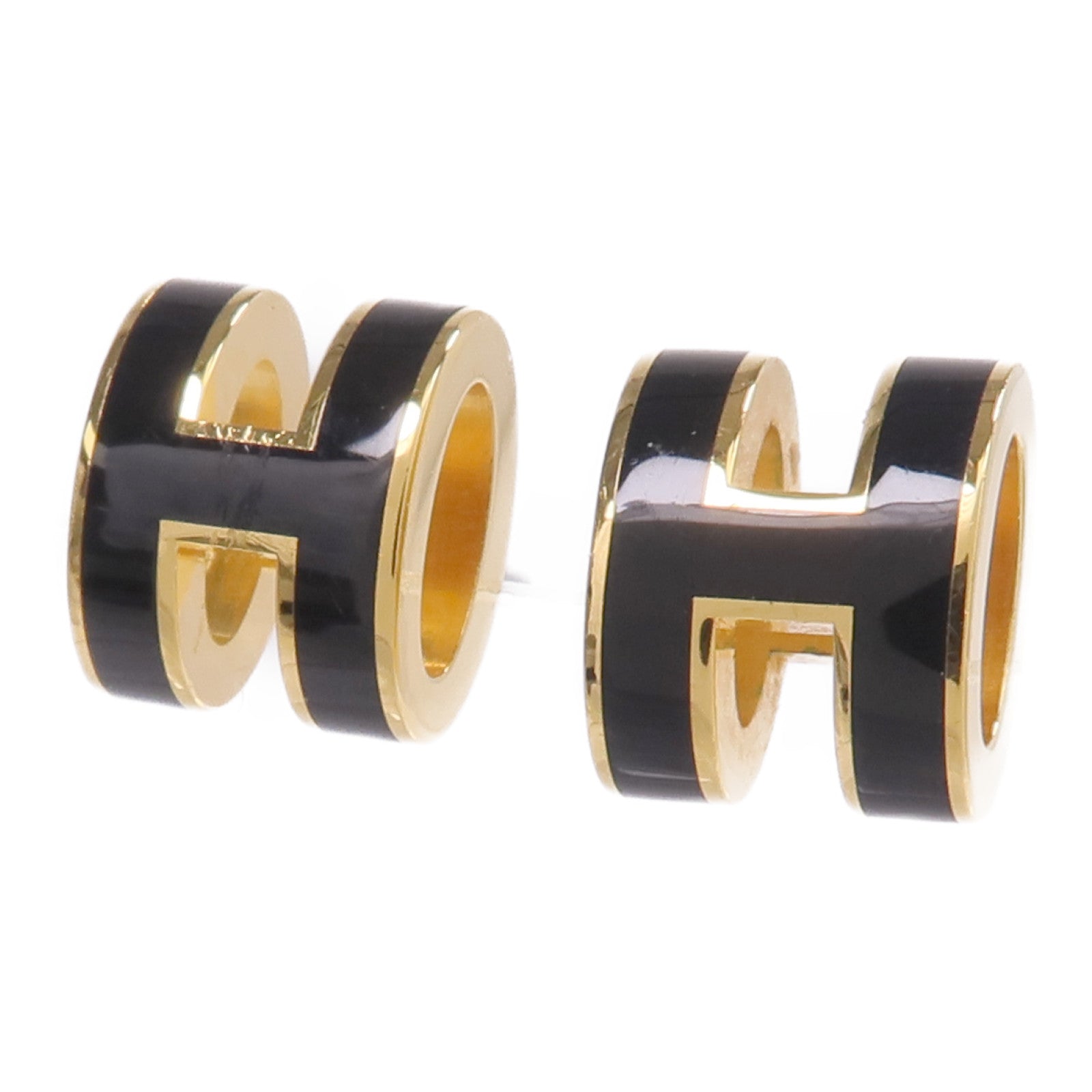 HERMES 金屬Mini Pop H耳環Noir