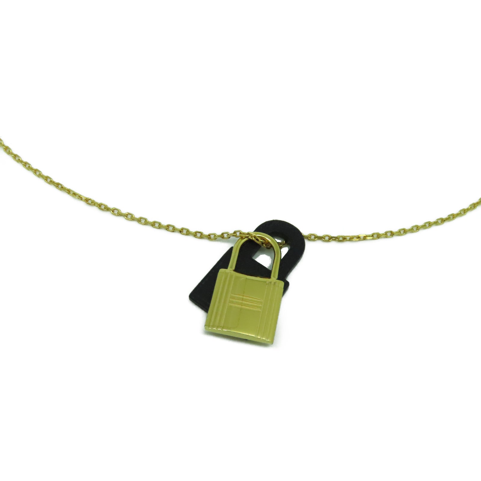 HERMES 金屬O'Kelly Necklace金扣項鍊金色/黑色
