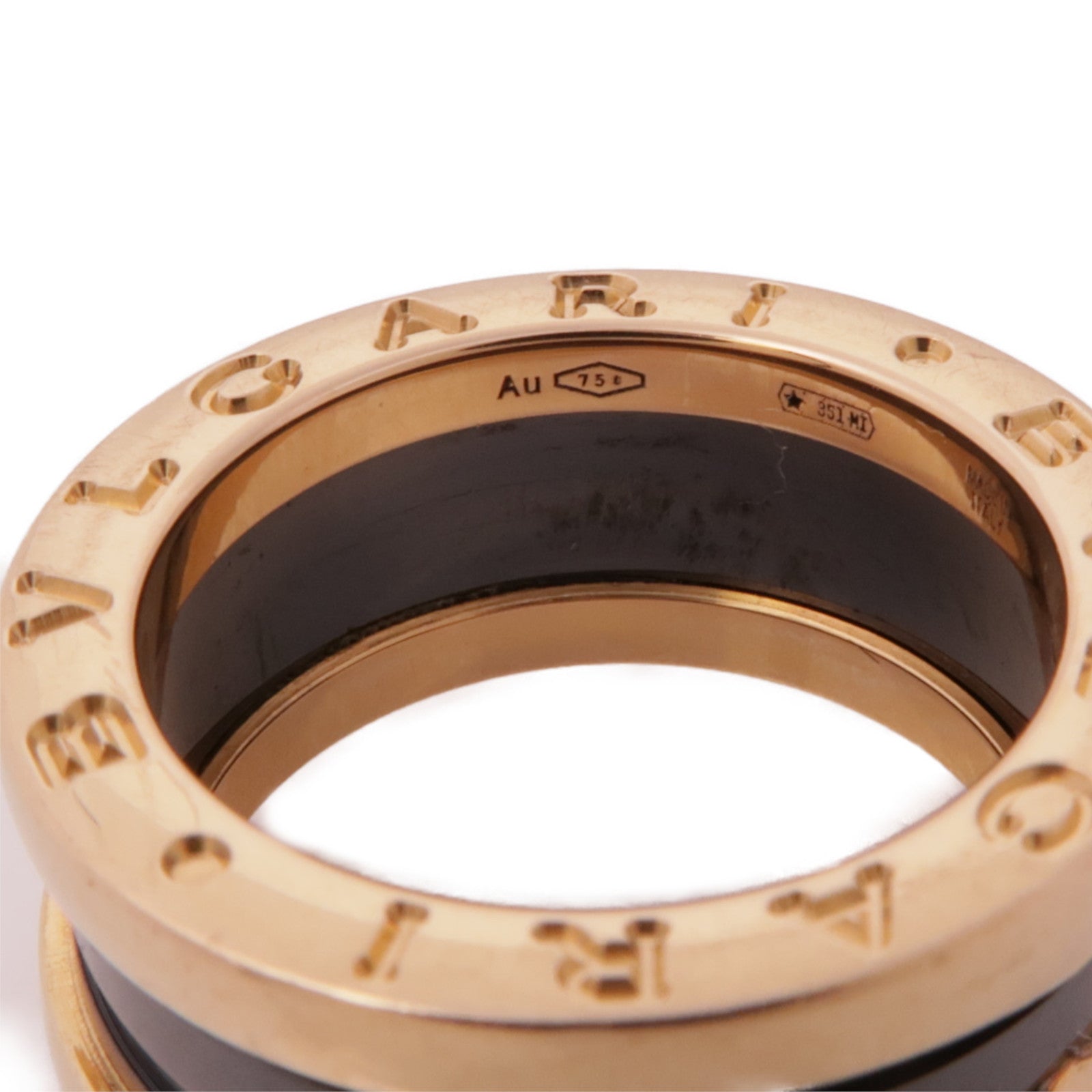 BVLGARI【激減優惠】 18K玫瑰金/陶瓷B-zero1 Ring戒指US#4.25