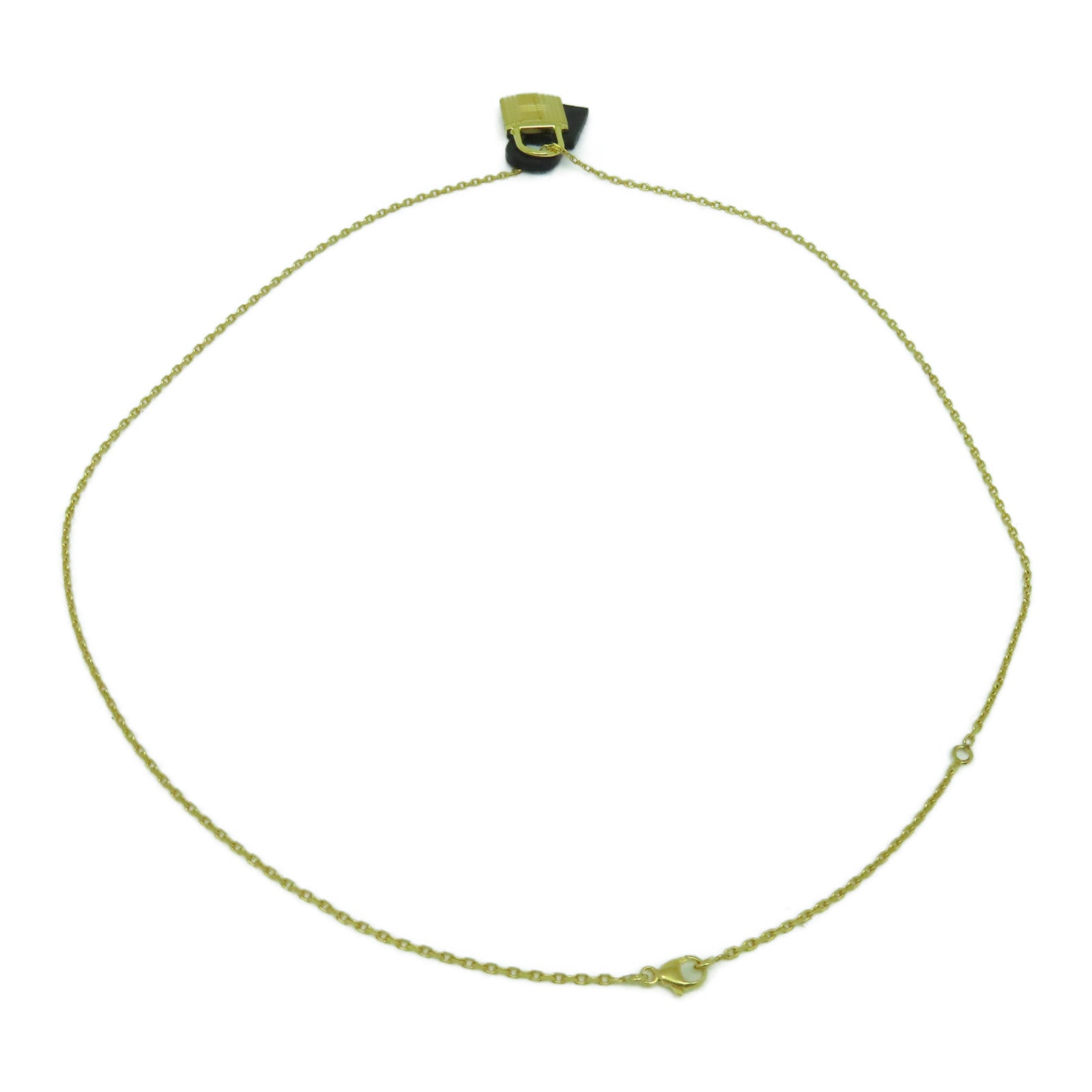 HERMES 金屬O'Kelly Necklace金扣項鍊金色/黑色