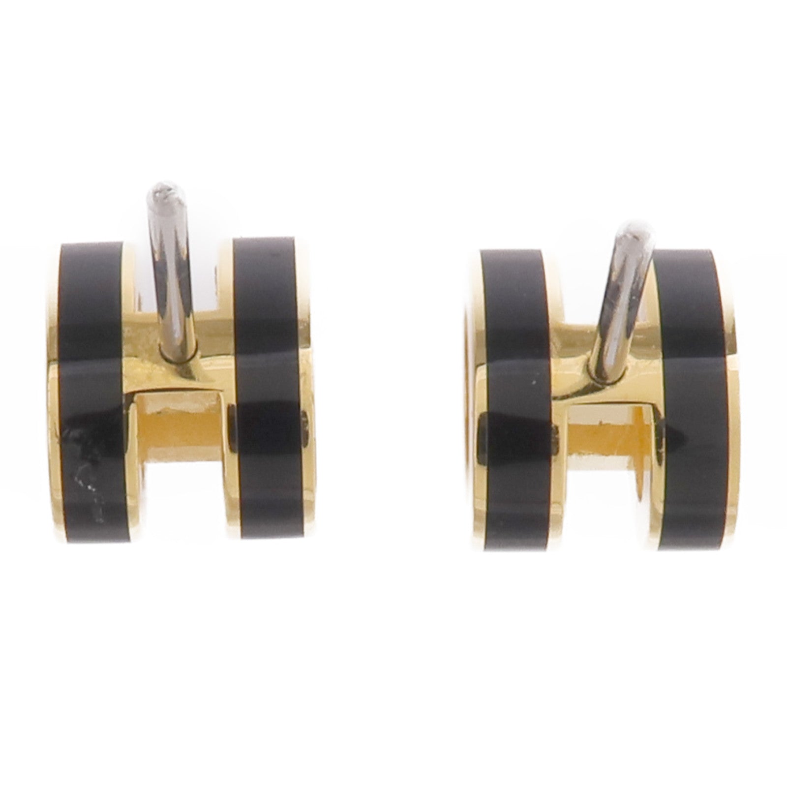 HERMES 金屬Mini Pop H耳環Noir