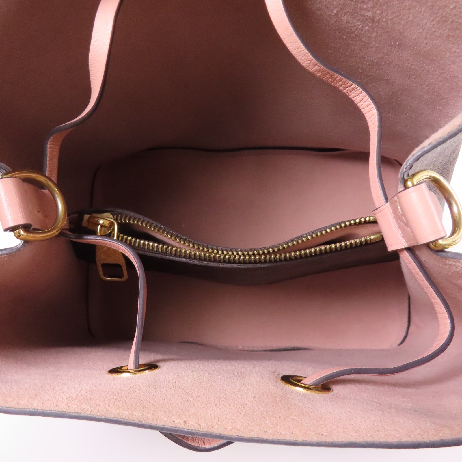 LOUIS VUITTON Monogram Neo Noe金扣肩背袋棕色/粉紅色