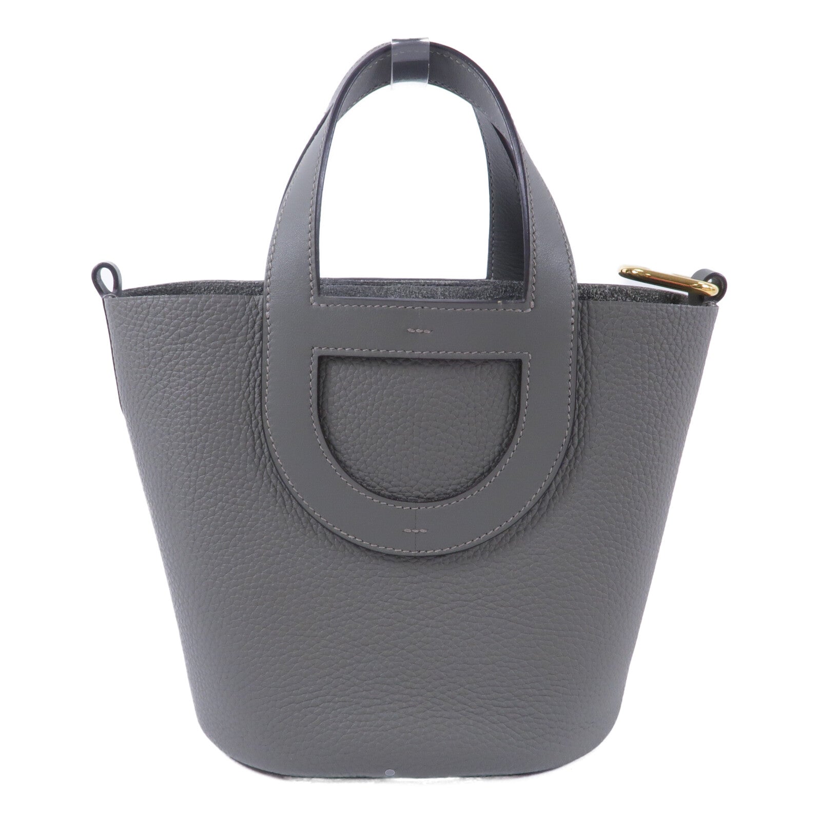 HERMES Clemence皮革In The Loop 18手挽袋Gris Meyer