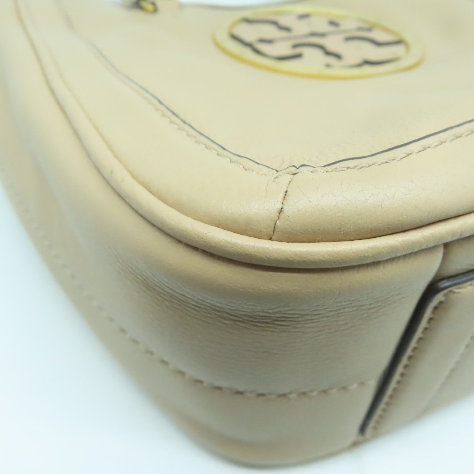 Tory Burch 【激減優惠】牛皮皮革2 Way Shoulder Bag金扣手挽肩背兩用袋米色