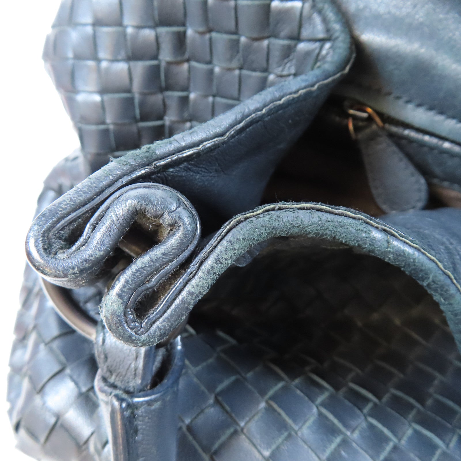 BOTTEGA VENETA 織紋皮革Shoulder Bag銀扣肩背袋黑色