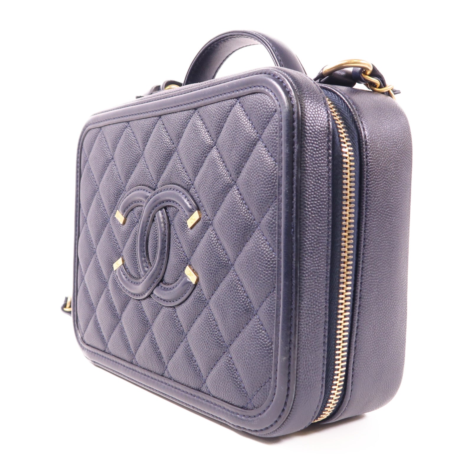 CHANEL 【激減優惠】牛皮皮革Vanity Case金扣手挽肩背兩用袋