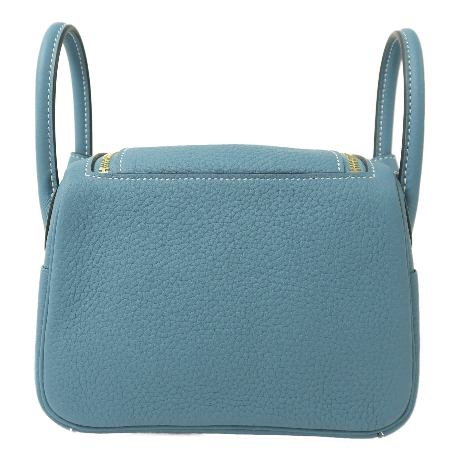 HERMES 【激減優惠】Clemence皮革Mini Lindy金扣手挽肩背兩用袋Blue Jean
