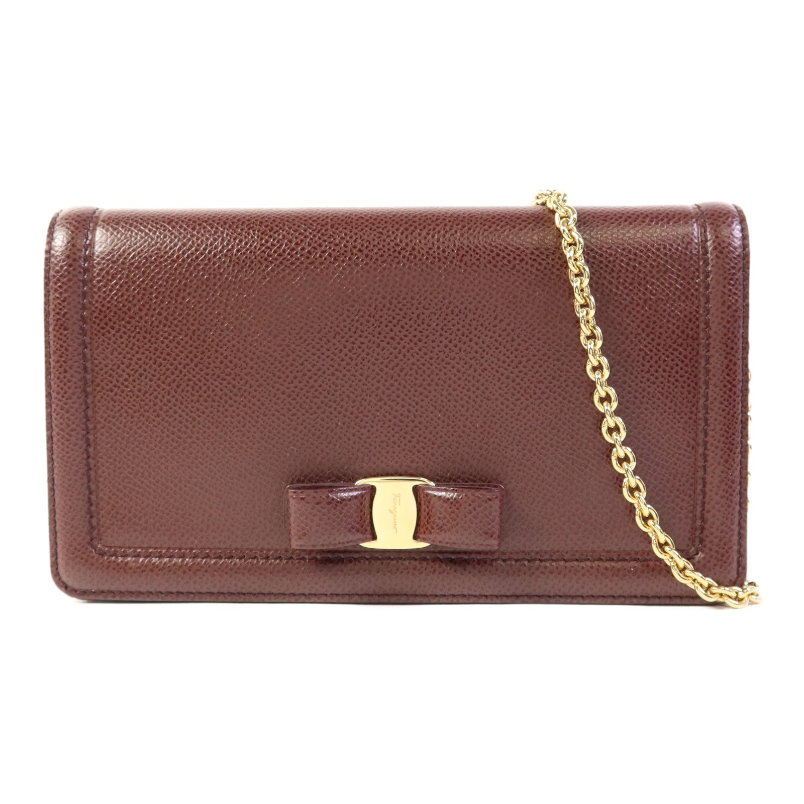 Salvatore Ferragamo 牛皮皮革Vara Wallet On Chain金扣鏈帶肩背袋