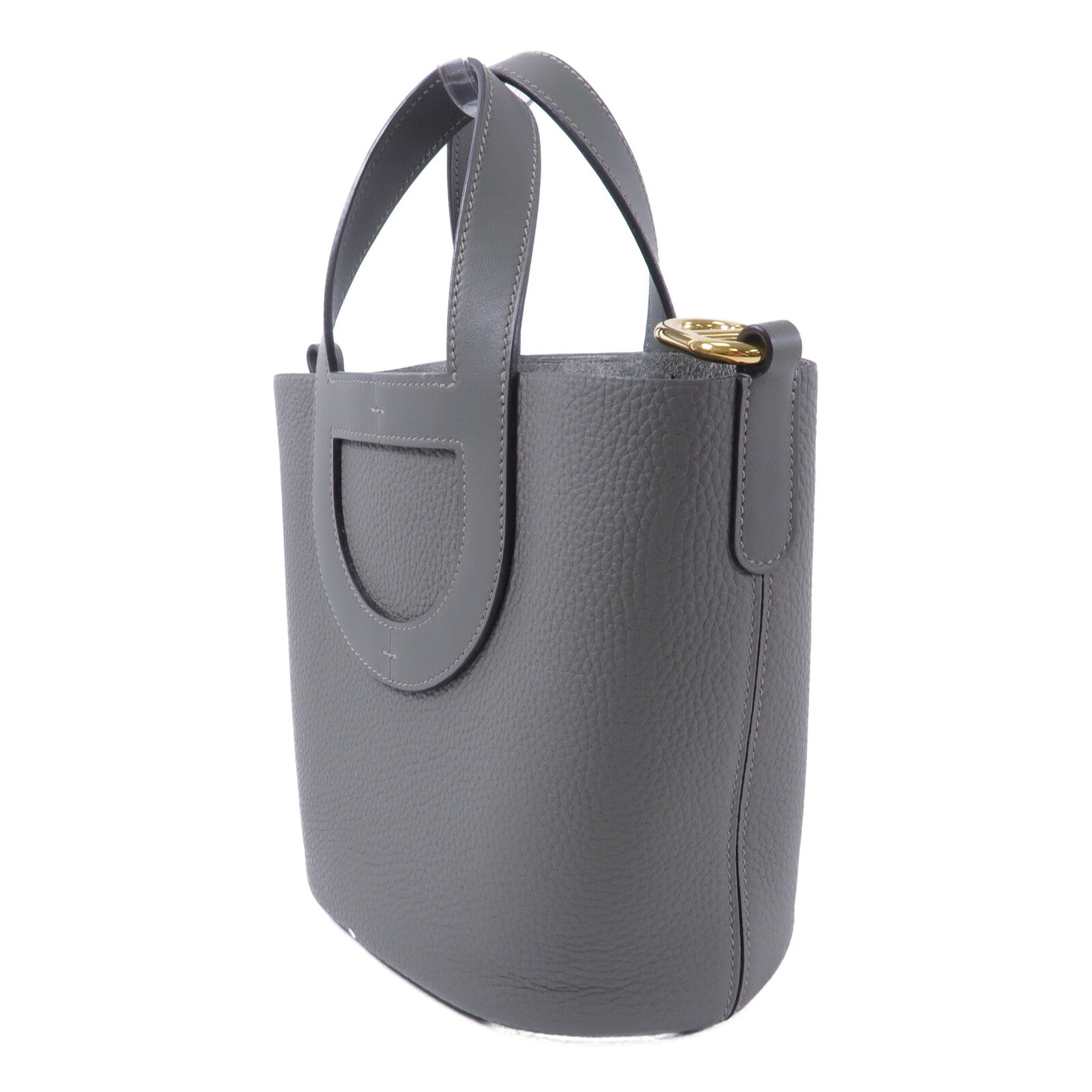 HERMES Clemence皮革In The Loop 18手挽袋Gris Meyer