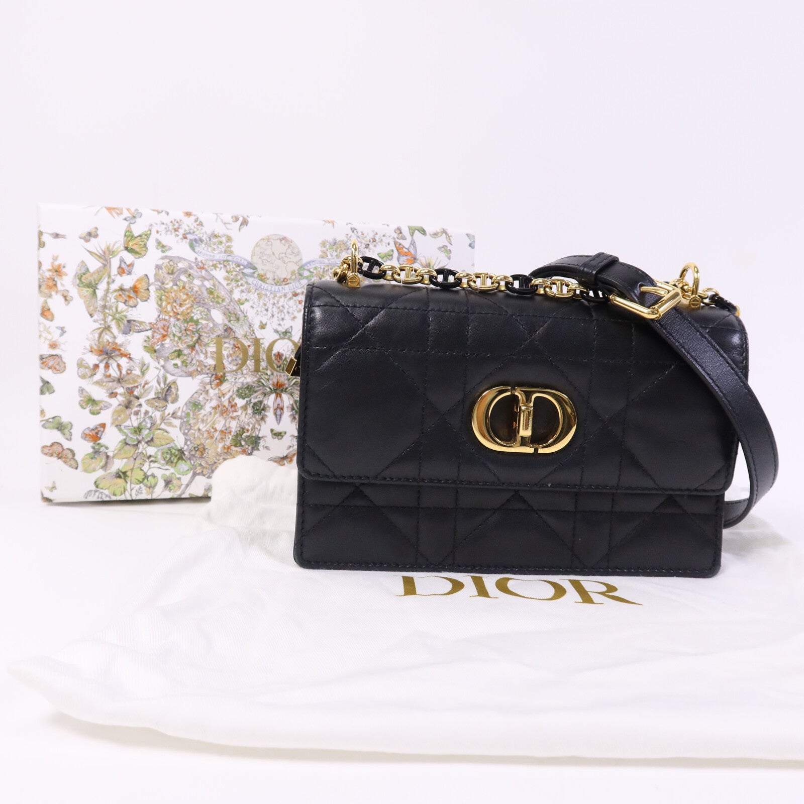 Dior 羊皮皮革Miss Caro Mini金扣鏈帶肩背袋