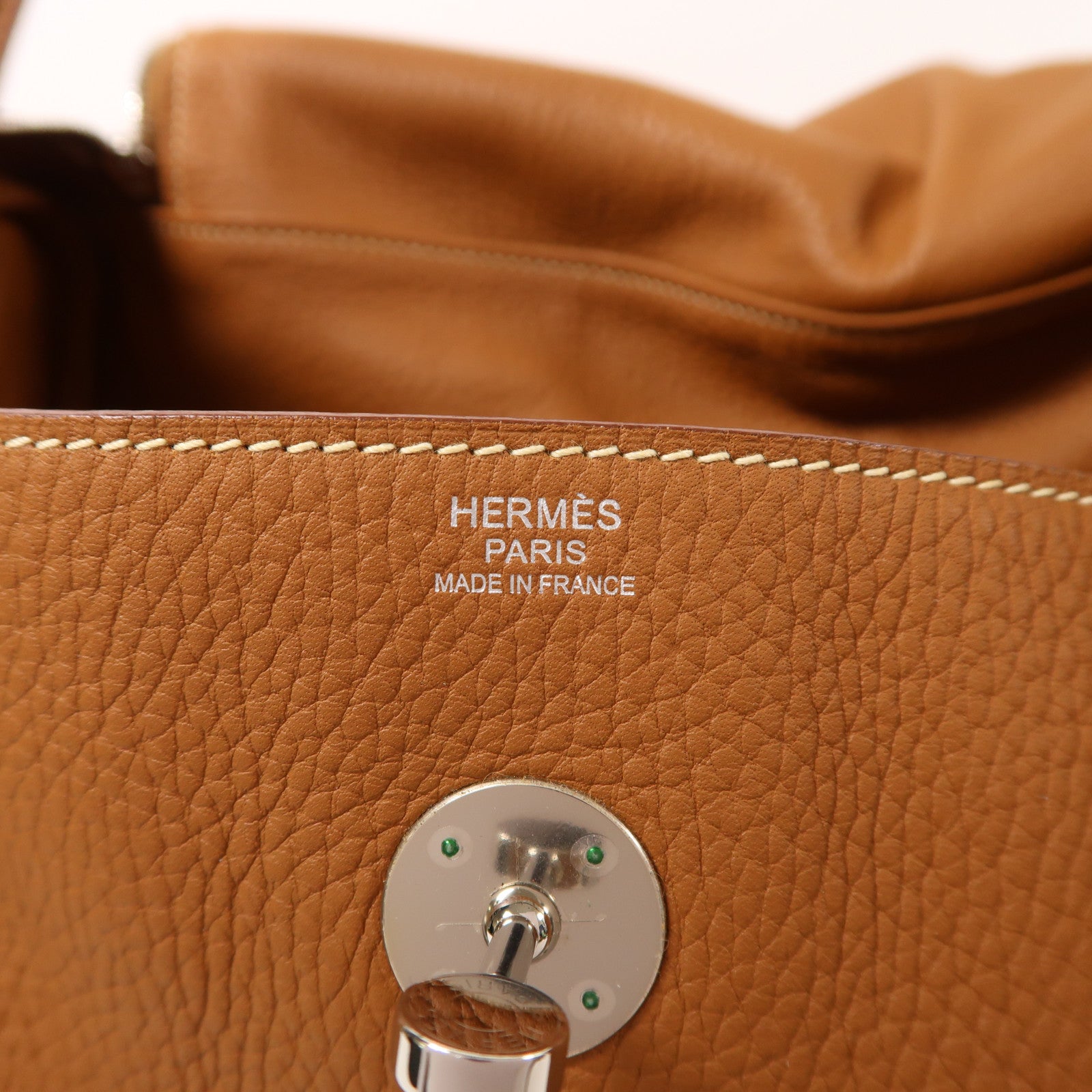 HERMES Clemence皮革Lindy 34銀扣手挽肩背兩用袋Gold