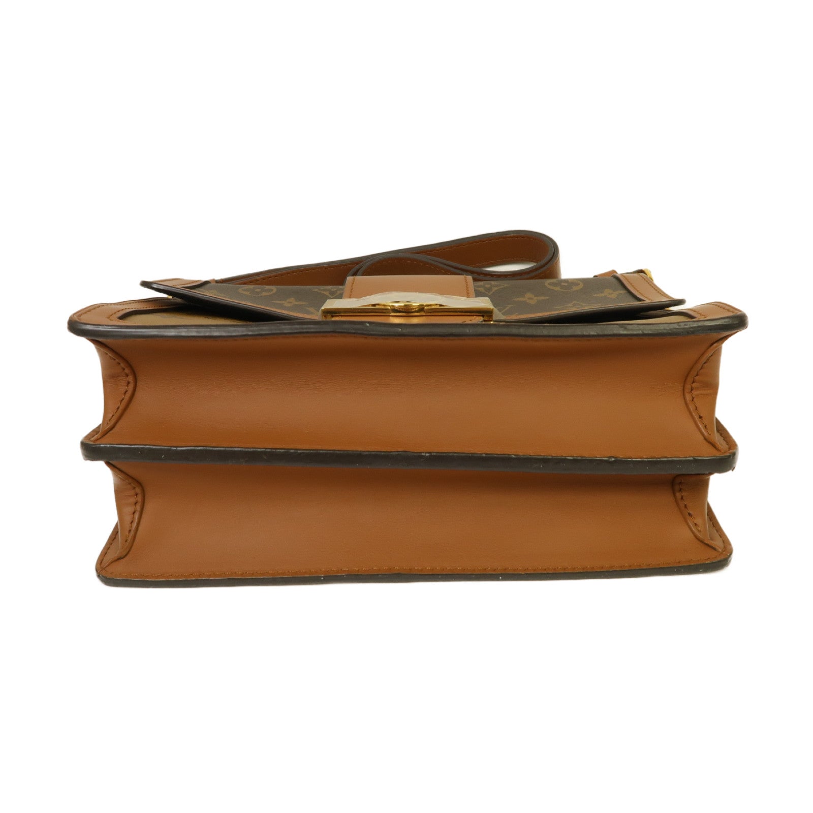 LOUIS VUITTON Monogram Reverse Dauphine金扣鏈帶肩背袋棕色