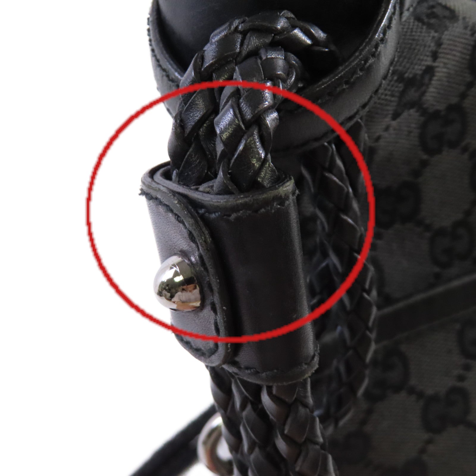 GUCCI 【激減優惠】GG帆布Shoulder Bag銀扣肩背袋黑色