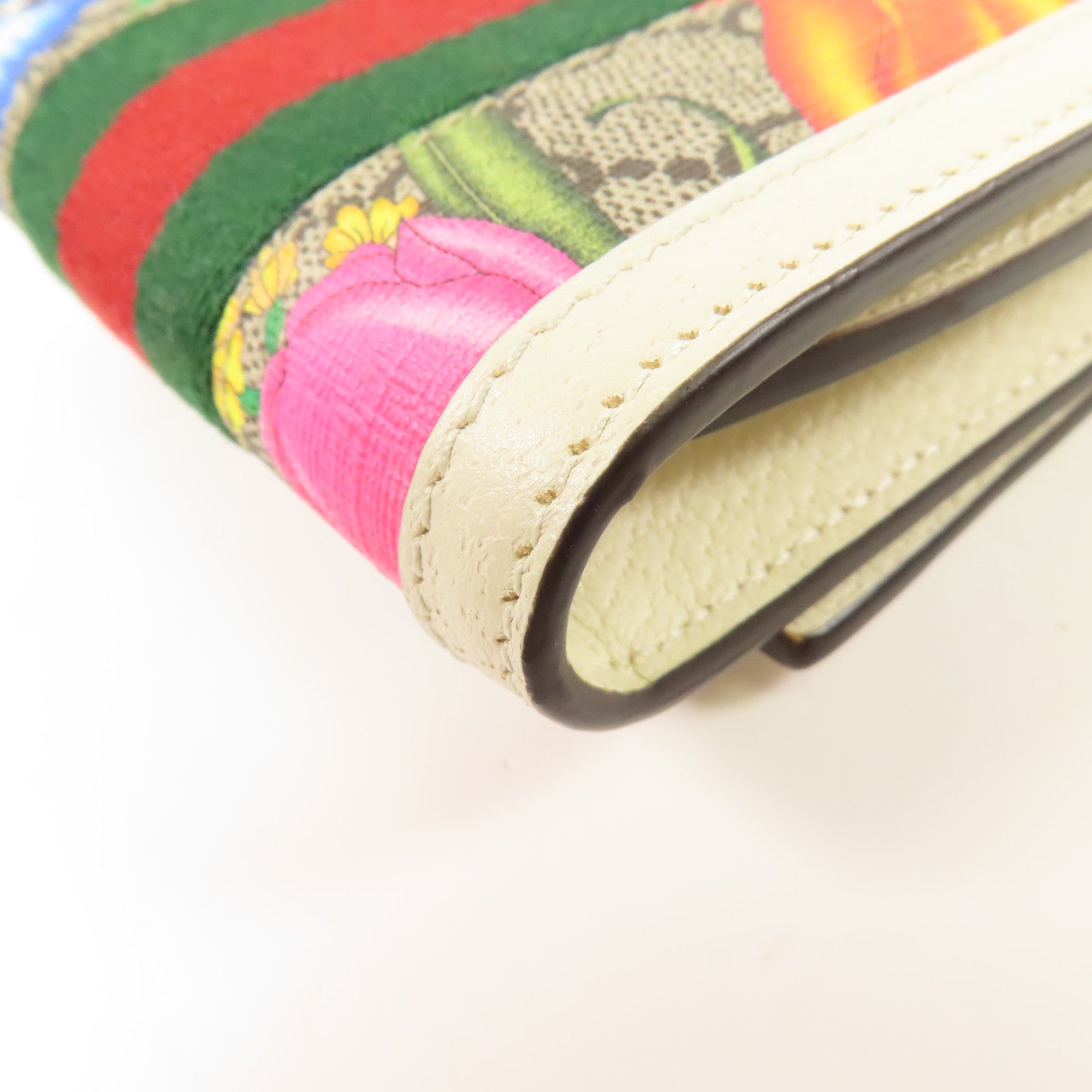 GUCCI GG GHW Wallet Bi-Fold Wallet PVC Coated Canvas 598662 White/Multicolor