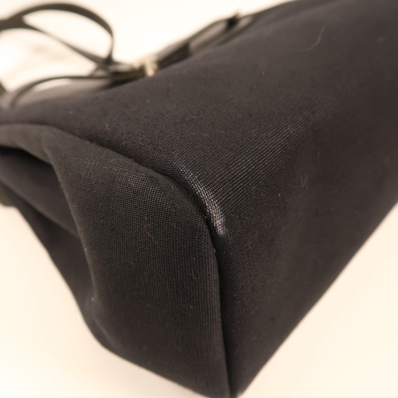 HERMES 帆布/皮革Herbag銀扣背包89 Noir/黑色