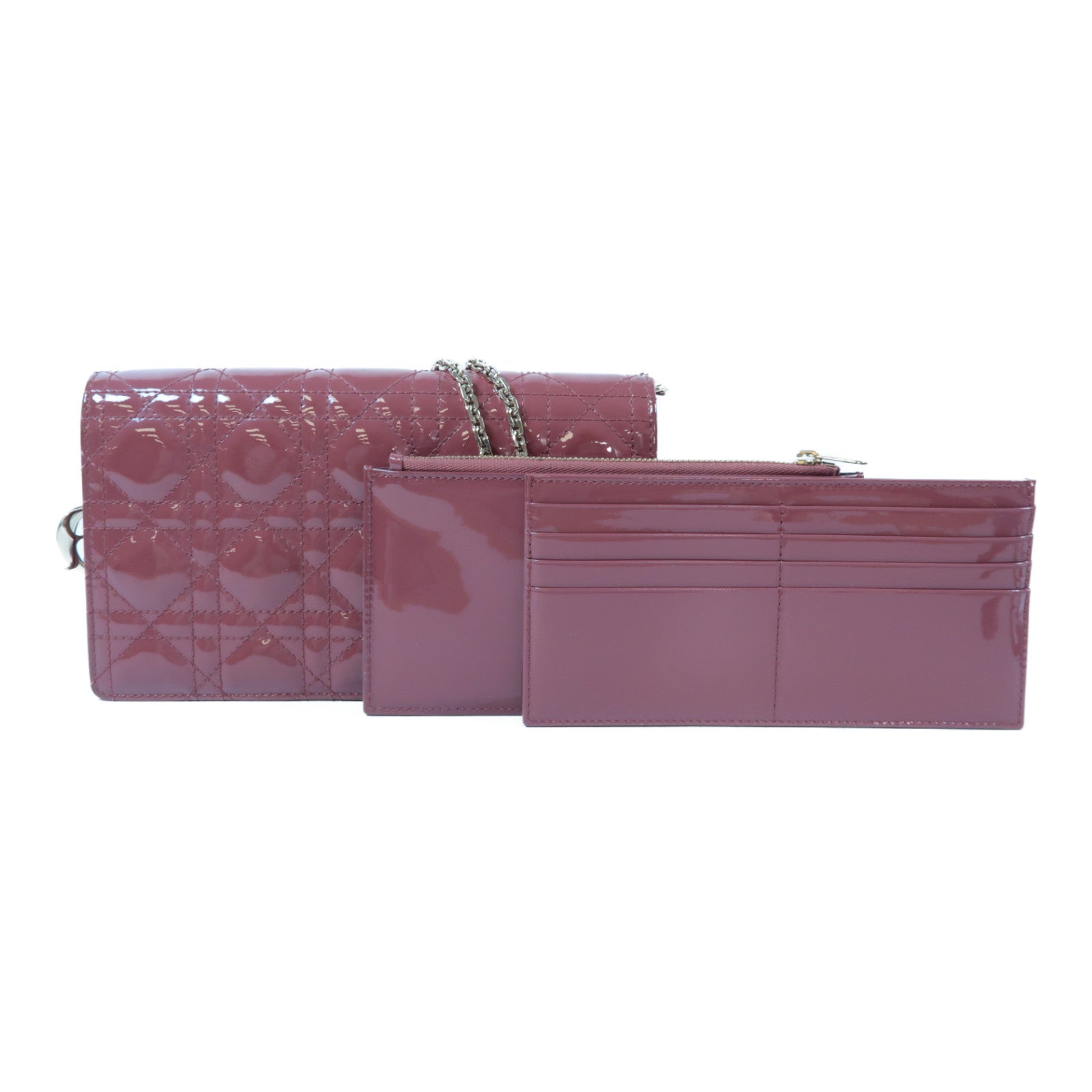 Dior 【激減優惠】漆皮皮革Lady Dior Pouch Chain Shoulder Bag金扣鏈帶肩背袋粉紅色