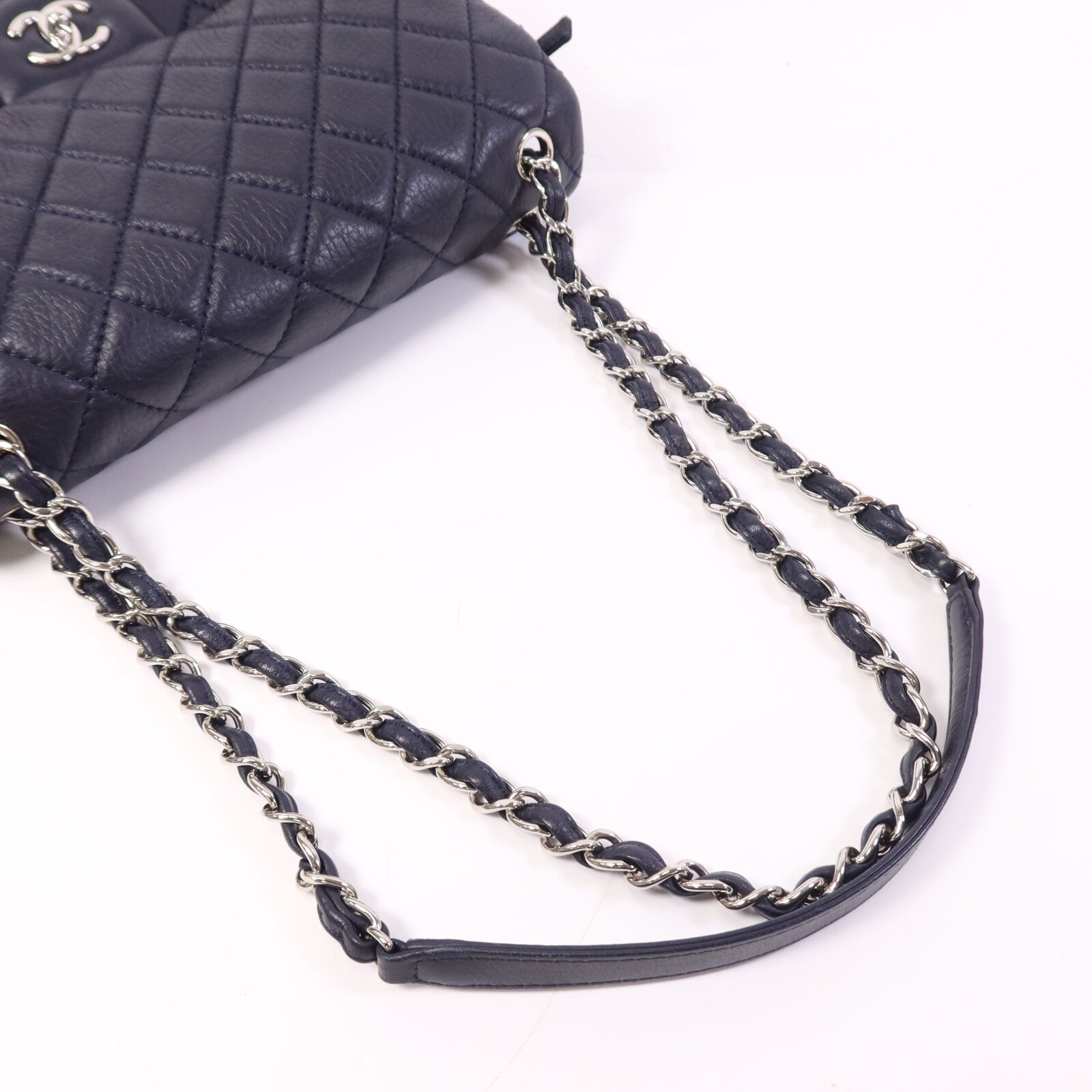 CHANEL 牛皮皮革Shoulder Bag銀扣鏈帶肩背袋