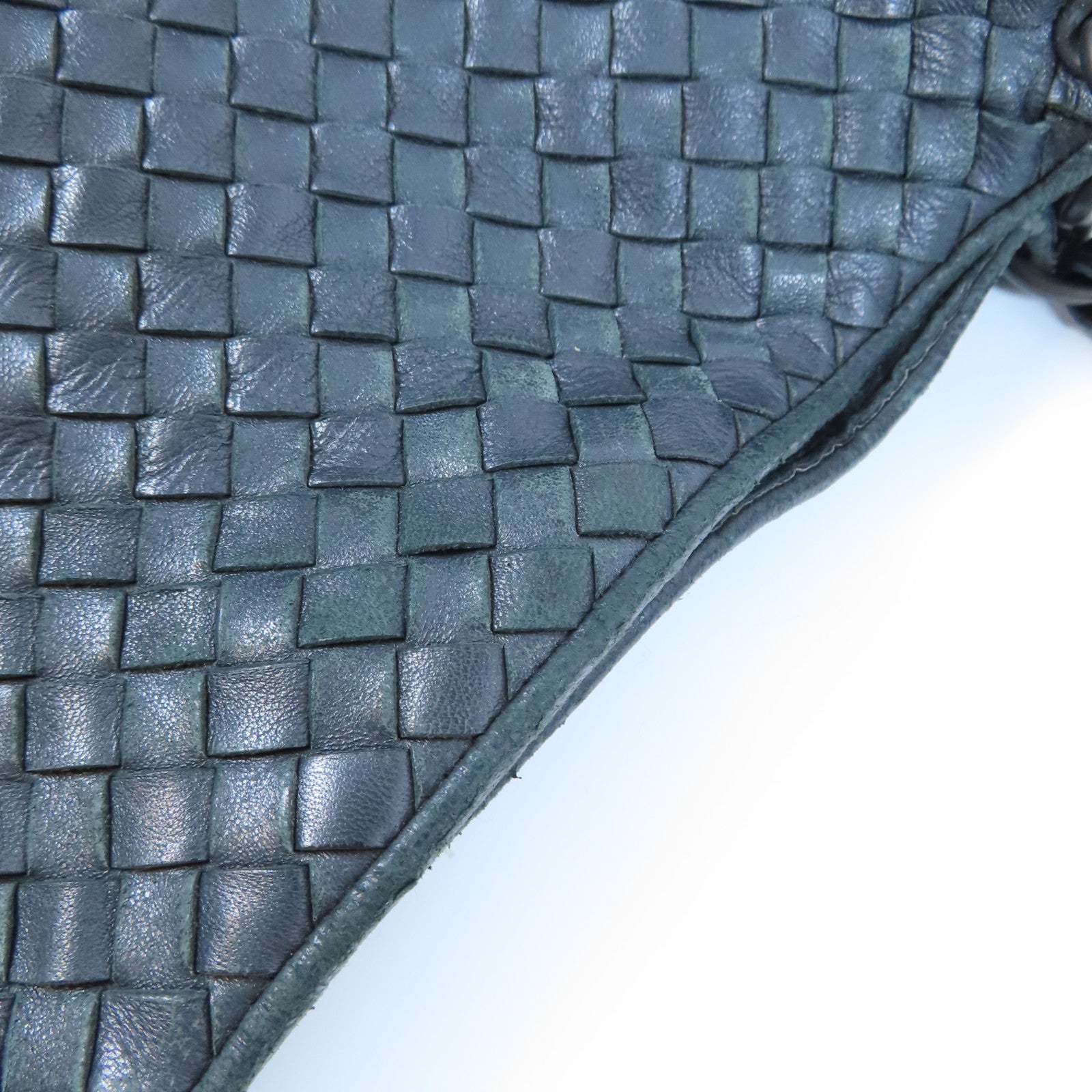 BOTTEGA VENETA 織紋皮革Shoulder Bag銀扣肩背袋黑色
