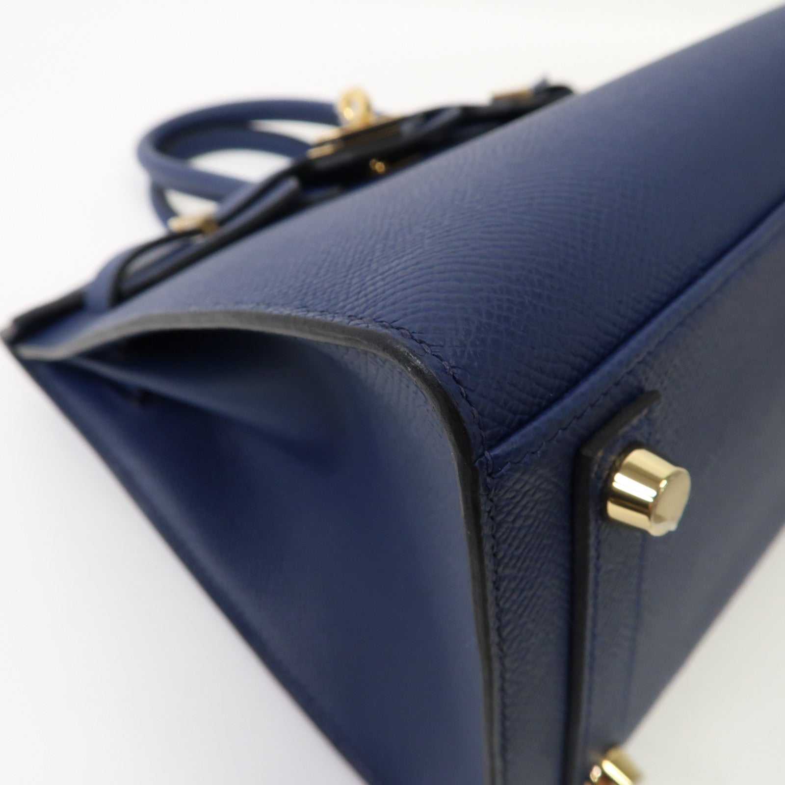 HERMES Epsom皮革Birkin Sellier 25金扣手挽袋Bleu Navy寶藍色