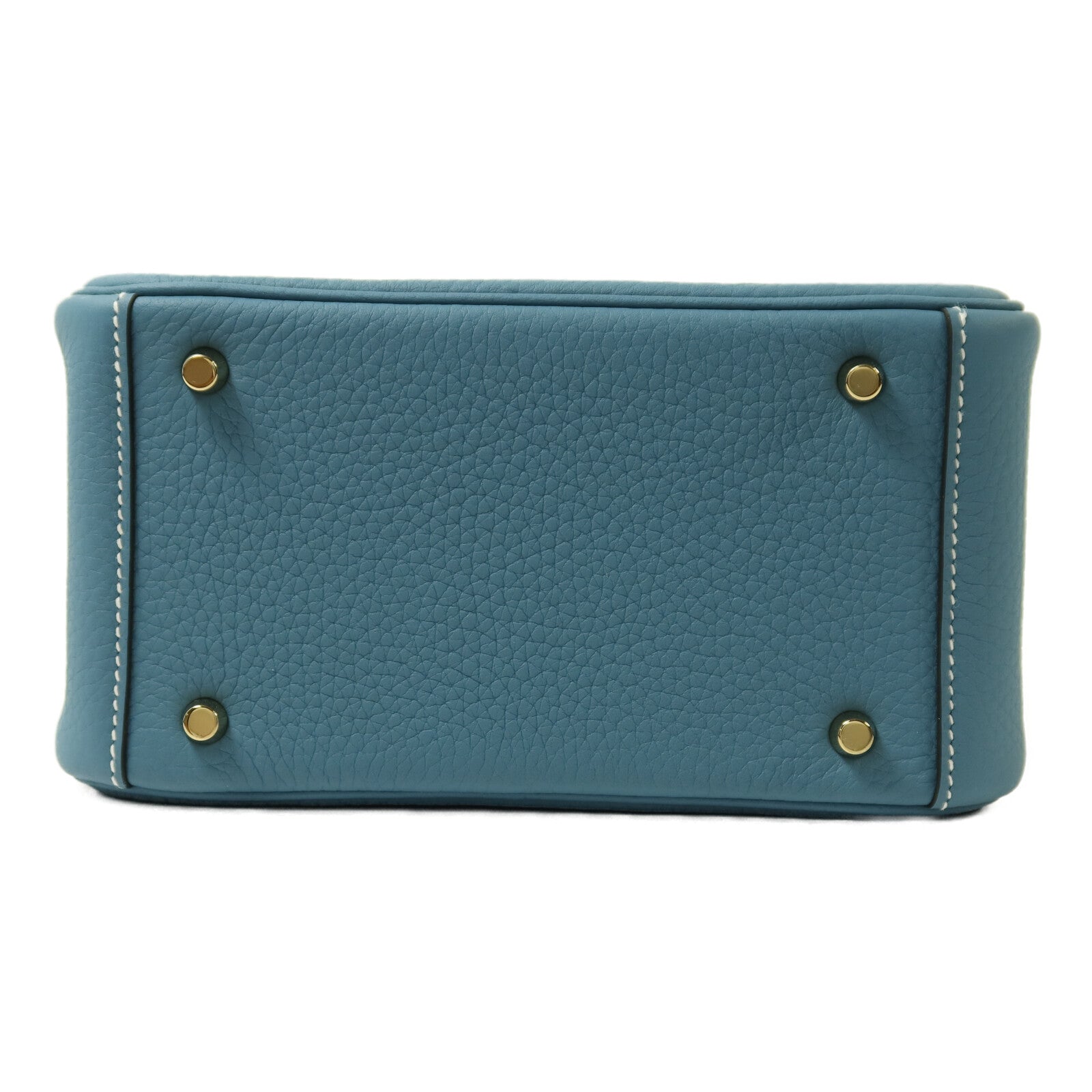 HERMES 【激減優惠】Clemence皮革Mini Lindy金扣手挽肩背兩用袋Blue Jean