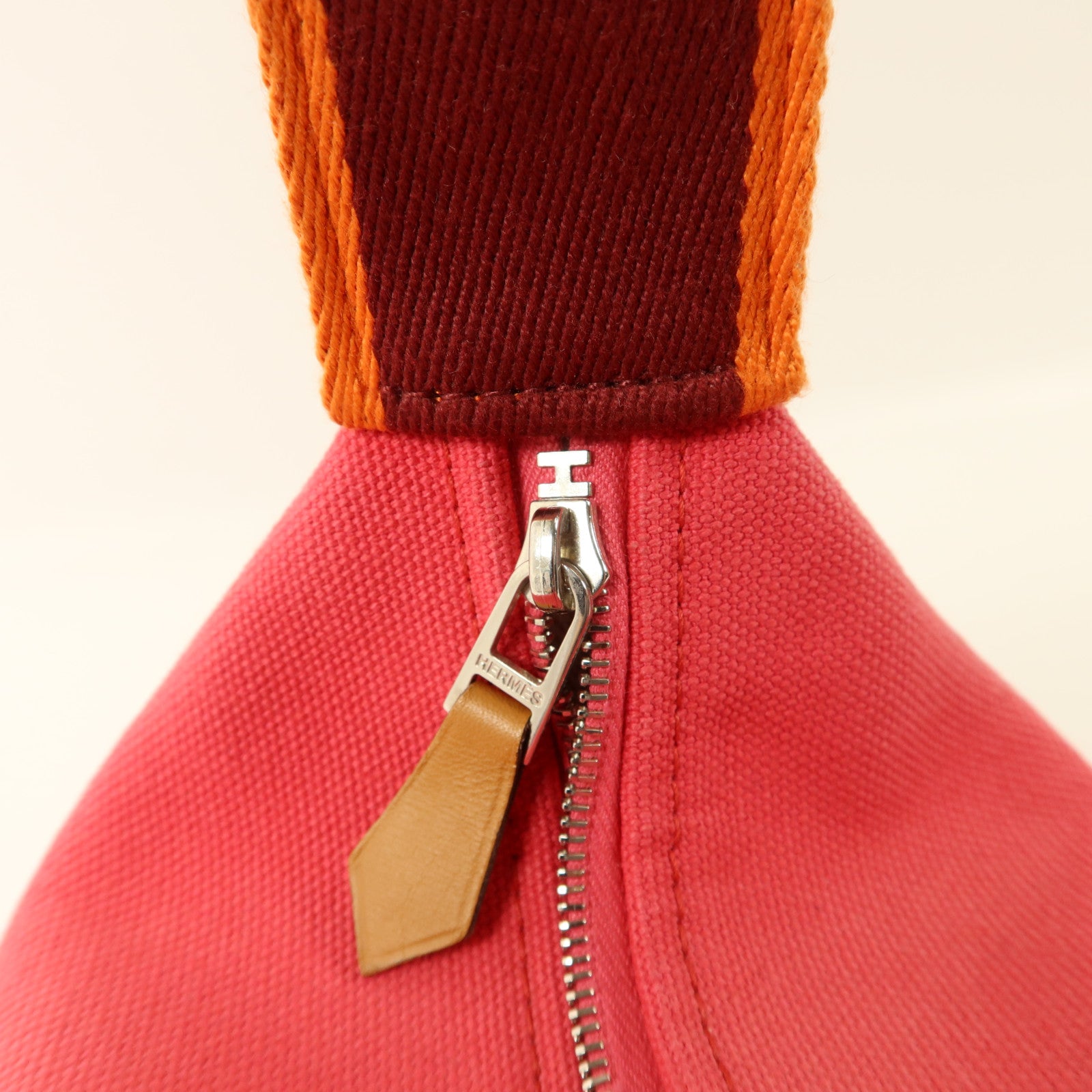 HERMES 帆布Bride-a-Brac Case PM銀扣手挽袋Hibiscus